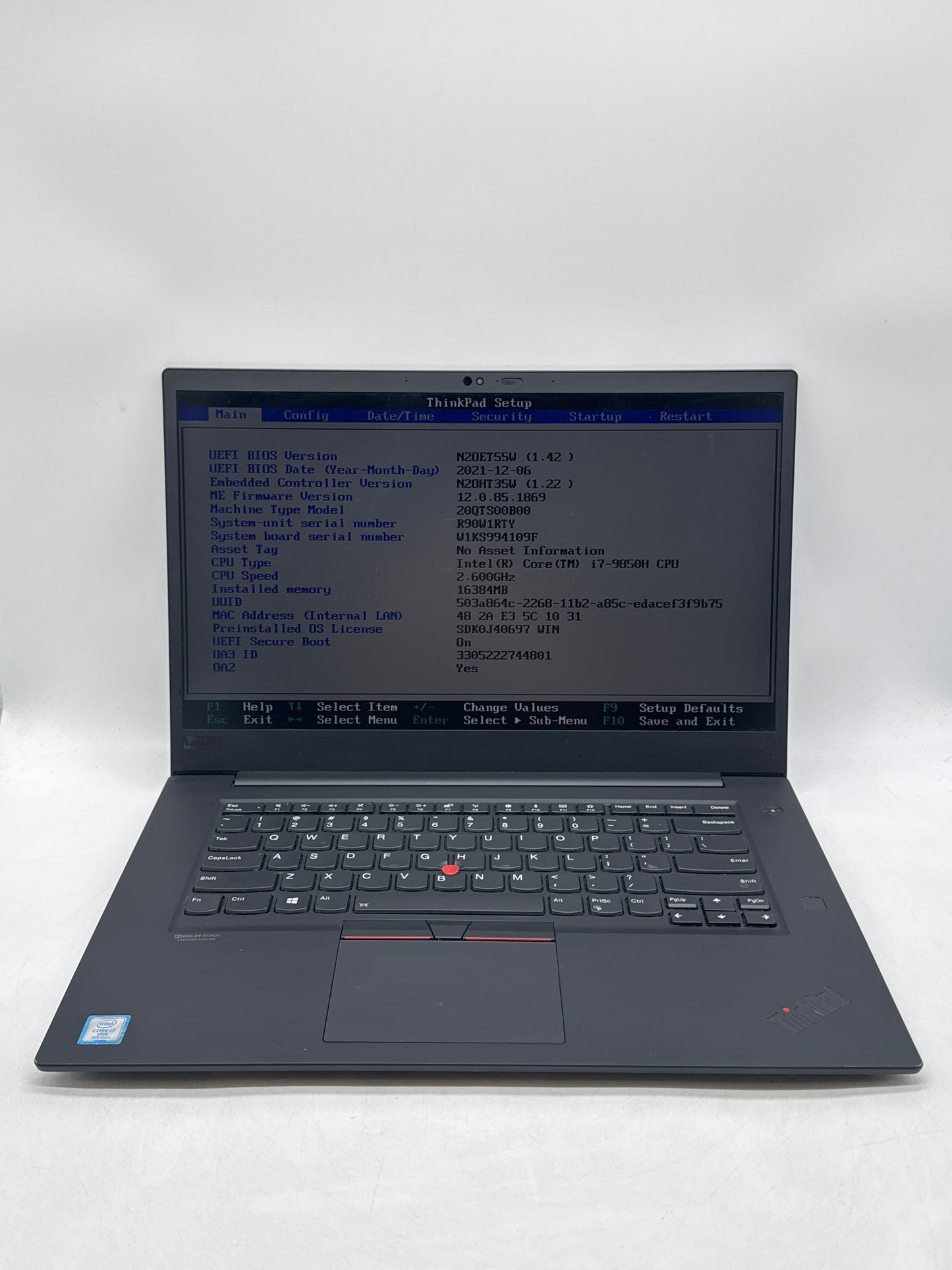 Lenovo ThinkPad P1 Gen 2 15.6" Core i7-9850H 2.60GHz 16GB RAM 512GB SSD - No OS