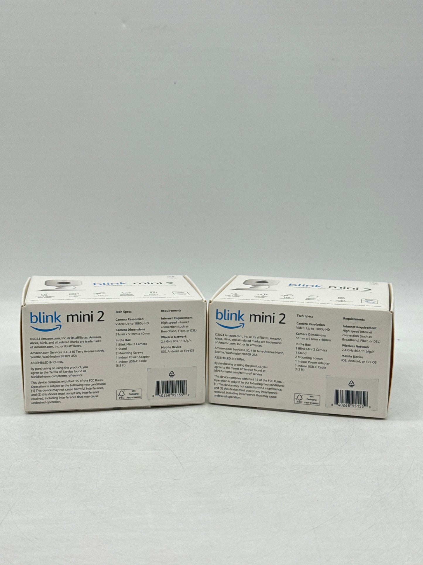 New Blink Mini 2 Plug-in smart security camera HD night view in color - Lot of 2