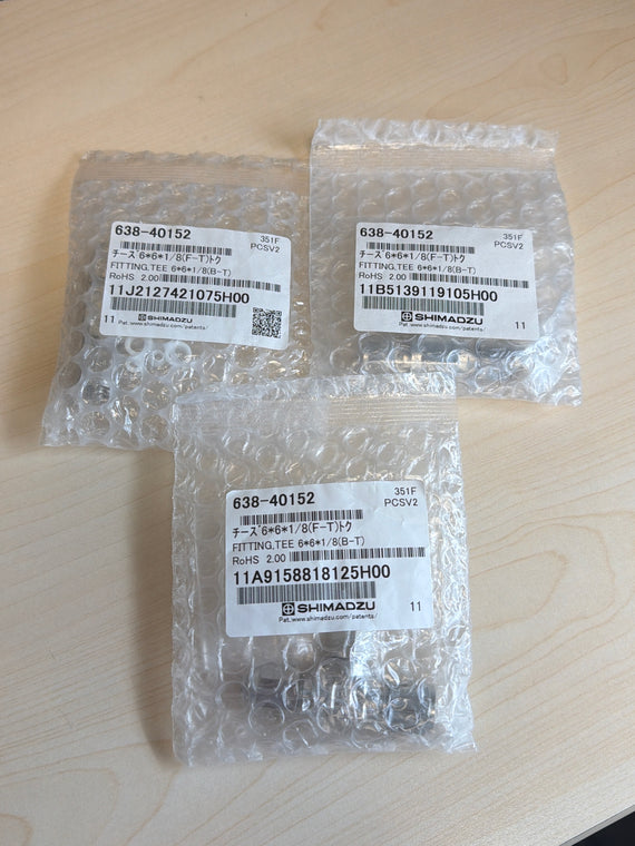 New Shimadzu 638-40152 FITTING TEE 6*6*1/8(B-T) - Lot of 3