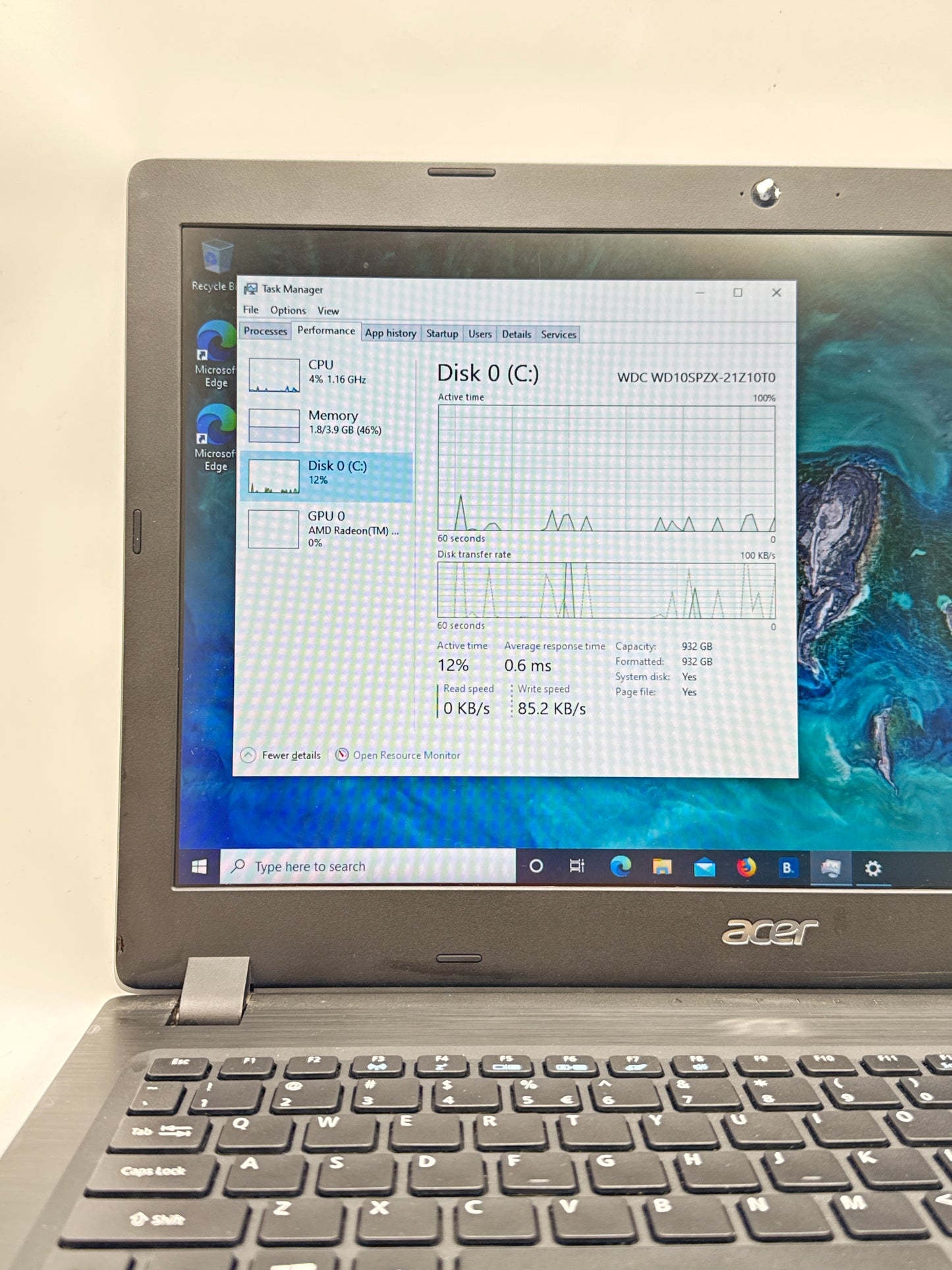 Acer Aspire 3 15.6" A315-21 AMD E2-9000e@1.5GHz 4GB RAM 1TB HDD Laptop