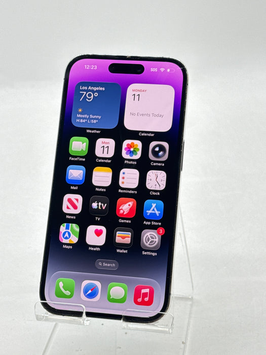 Unlocked Apple iPhone 14 Pro A2650 128GB Deep Purple 80% BH - Cracked Back