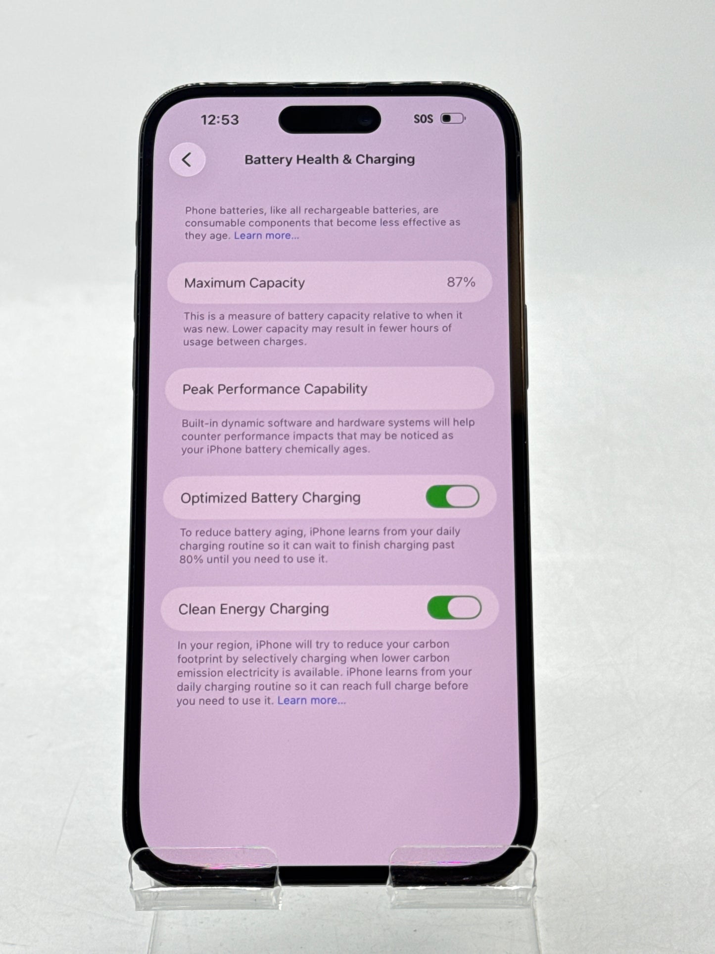 AT&T Apple iPhone 14 Pro Max A2651 1TB Space Black 87% BH - AfterMarket Display