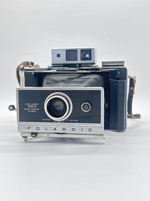 Polaroid 360 Land Camera Electronic Flash w/ Hard Case & Strap For Parts Vintage