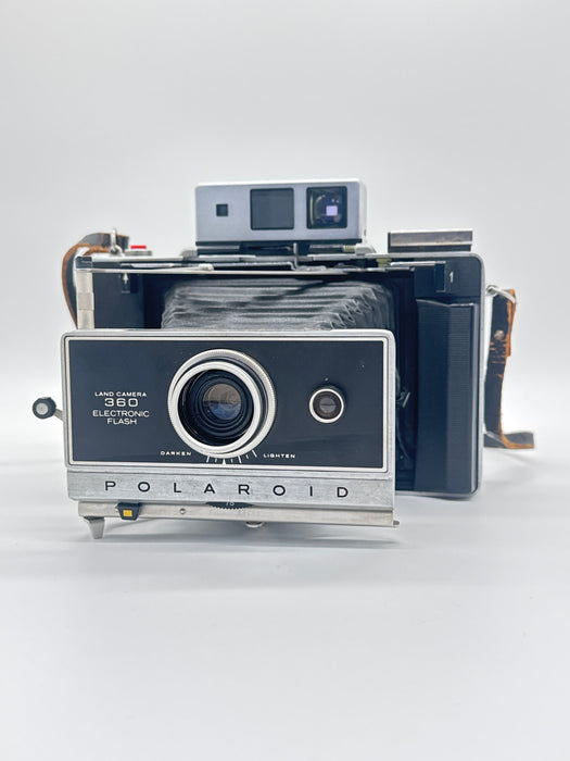 Polaroid 360 Land Camera Electronic Flash w/ Hard Case & Strap For Parts Vintage