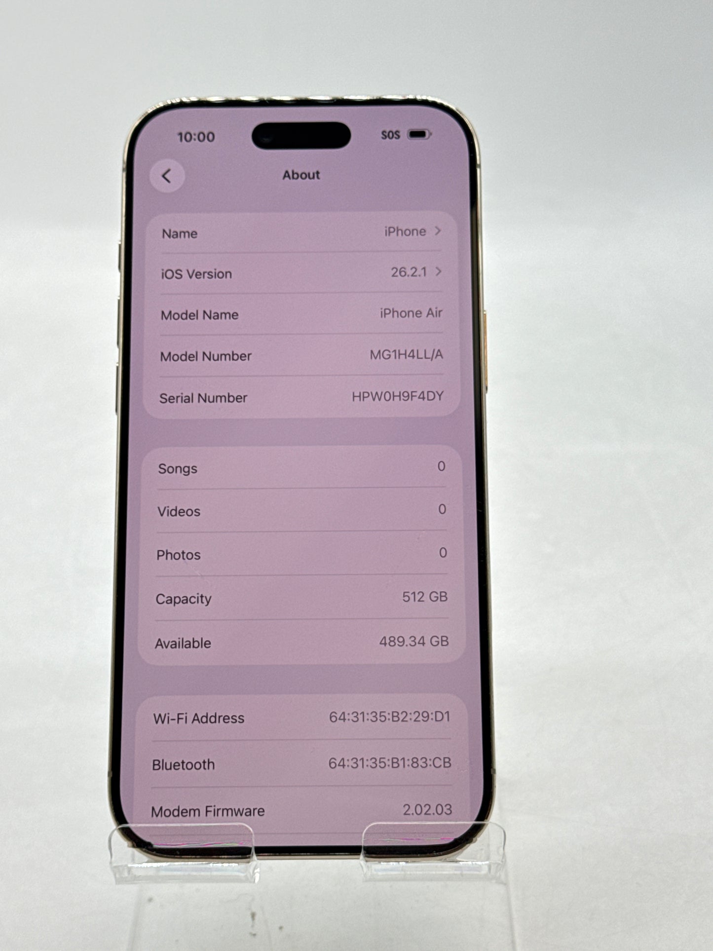 US Cricket Apple iPhone 17 Air A3260 512GB Light Gold 100% Battery Health