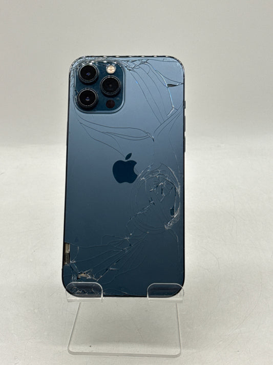 Unlocked Apple iPhone 12 Pro Max A2342 128GB Pacific Blue - Cracked Screen & Back Read