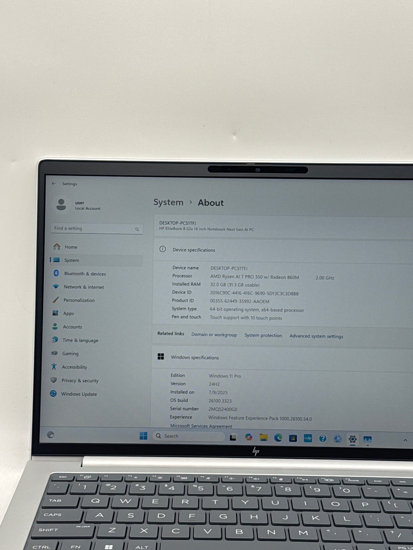 HP EliteBook 8 G1a 14 AI Ryzen AI 7 Pro 350 Radeon 860M 512GB SSD 32GB RAM Touch