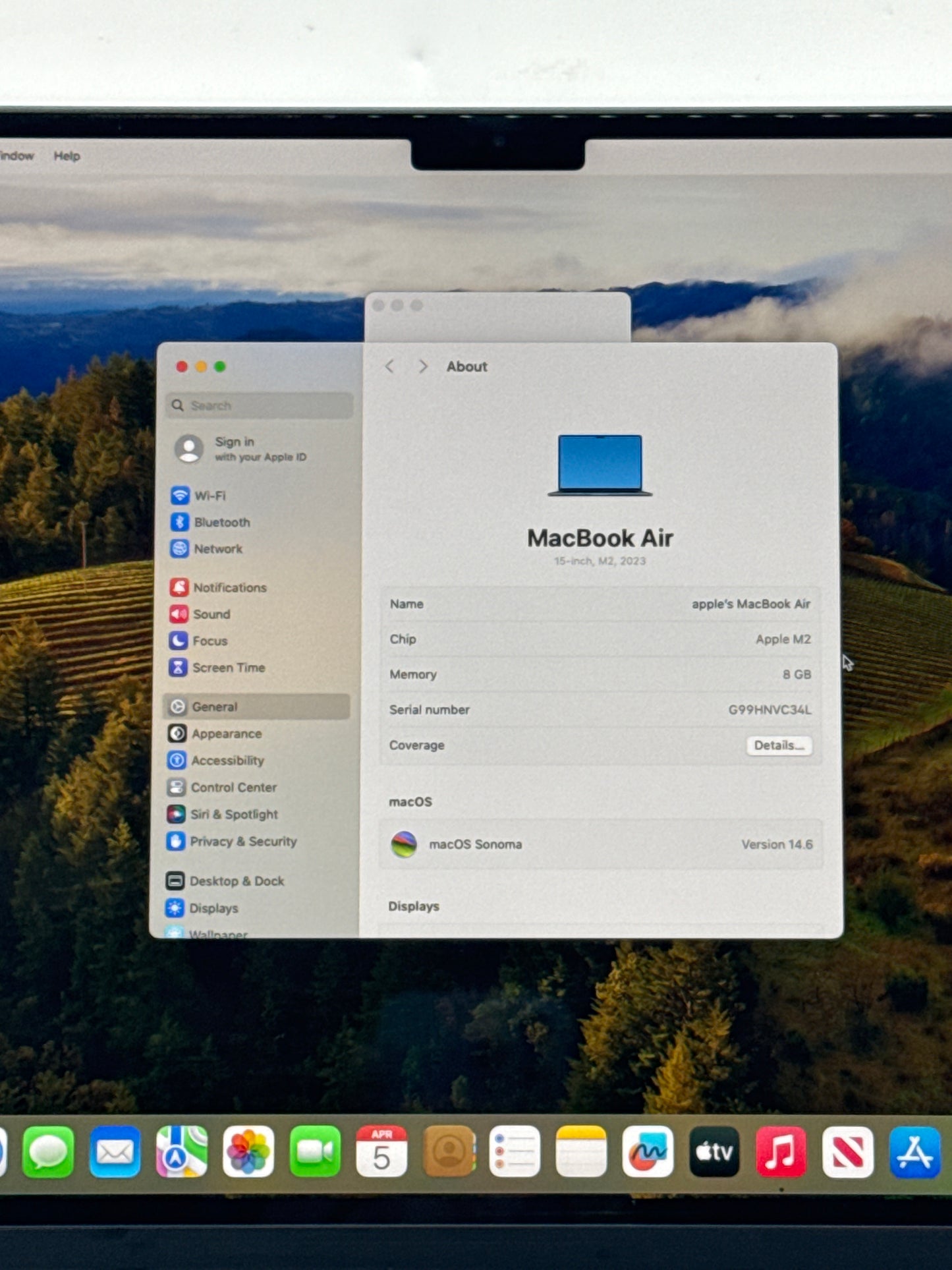 2023 Apple MacBook Air 15.3" A2941 M2 8C-CPU 10C-GPU 8GB RAM 256GB SSD 100% BH