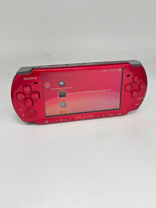 Sony PSP-3000 Red Console #256 w/2400mAh Battery & No Charger