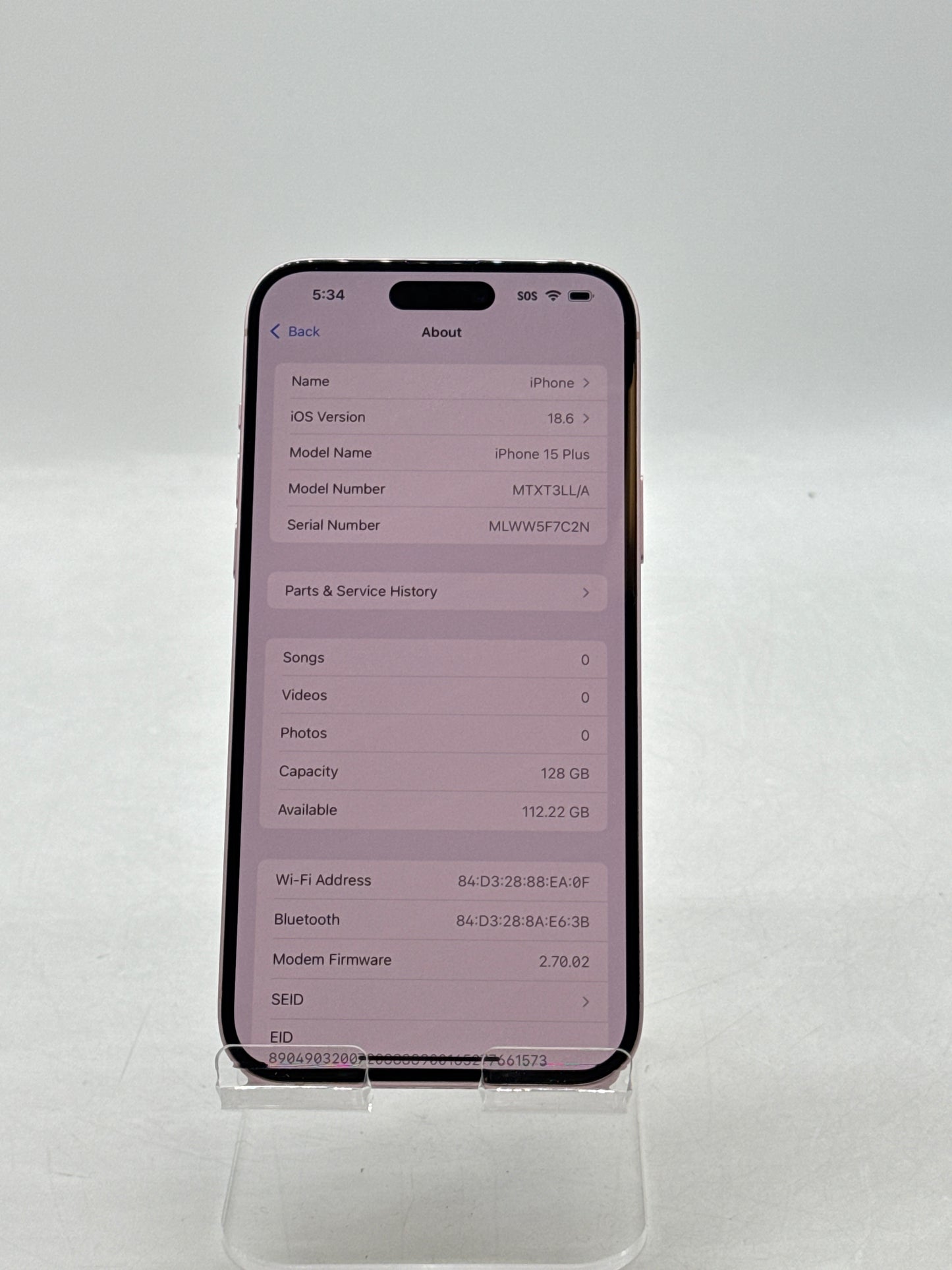 Unlocked Apple iPhone 15 Plus A2847 128GB Pink 96% Battery Health