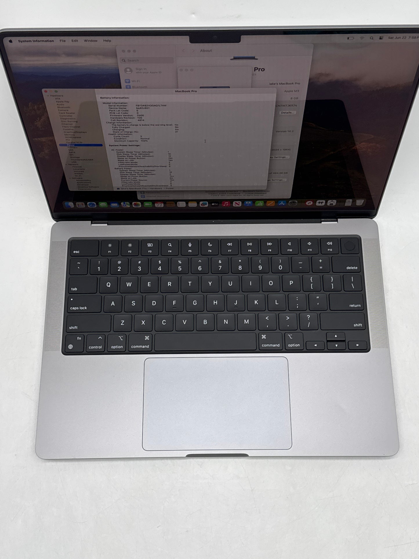 2023 Apple MacBook Pro 14.2" A2918 M3 8C-GPU 10C-CPU 512GB SSD 8GB RAM 3 Cycle