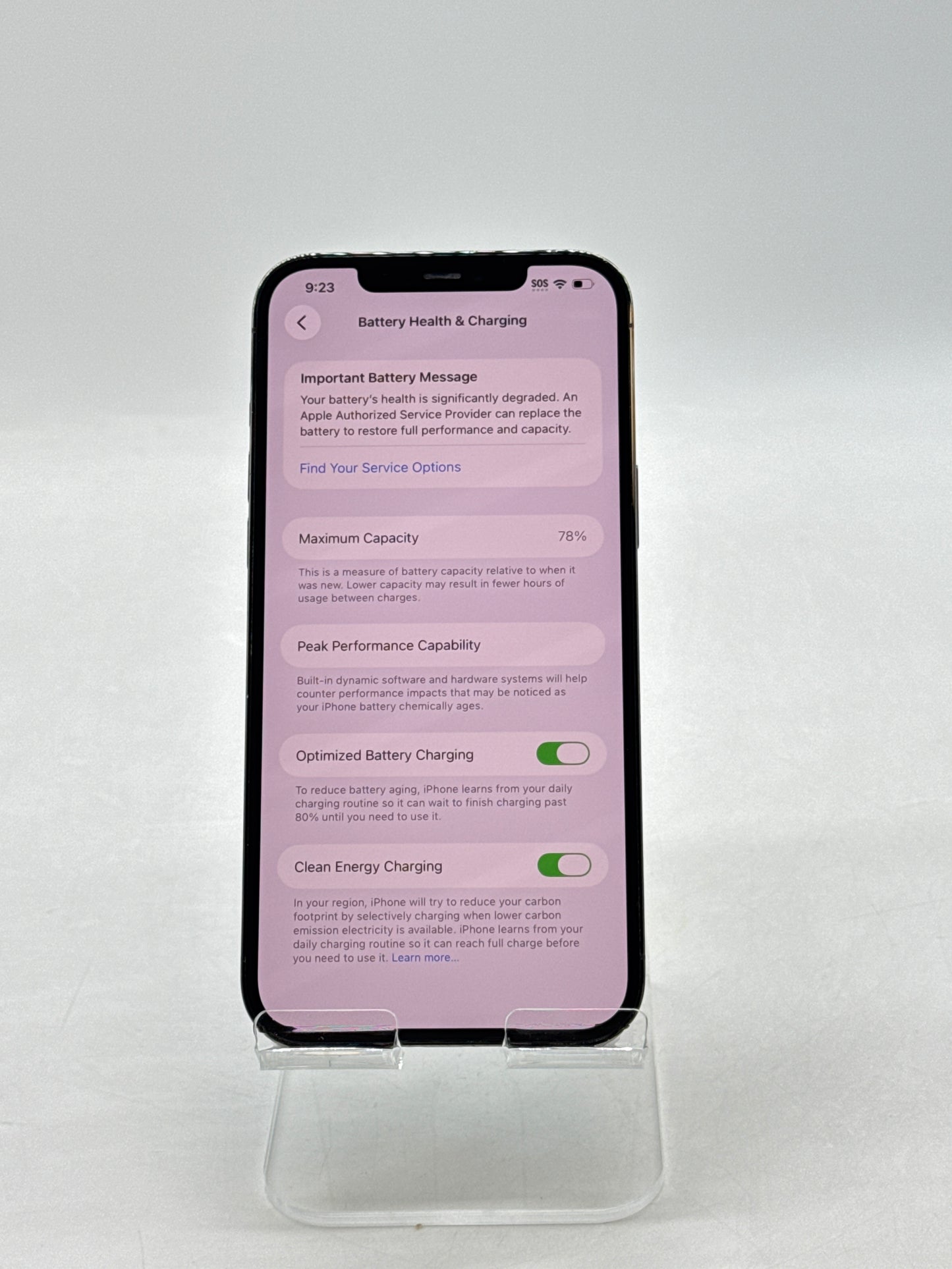 Unlocked Apple iPhone 12 Pro Max A2342 256GB Graphite  - Service Battery 78%