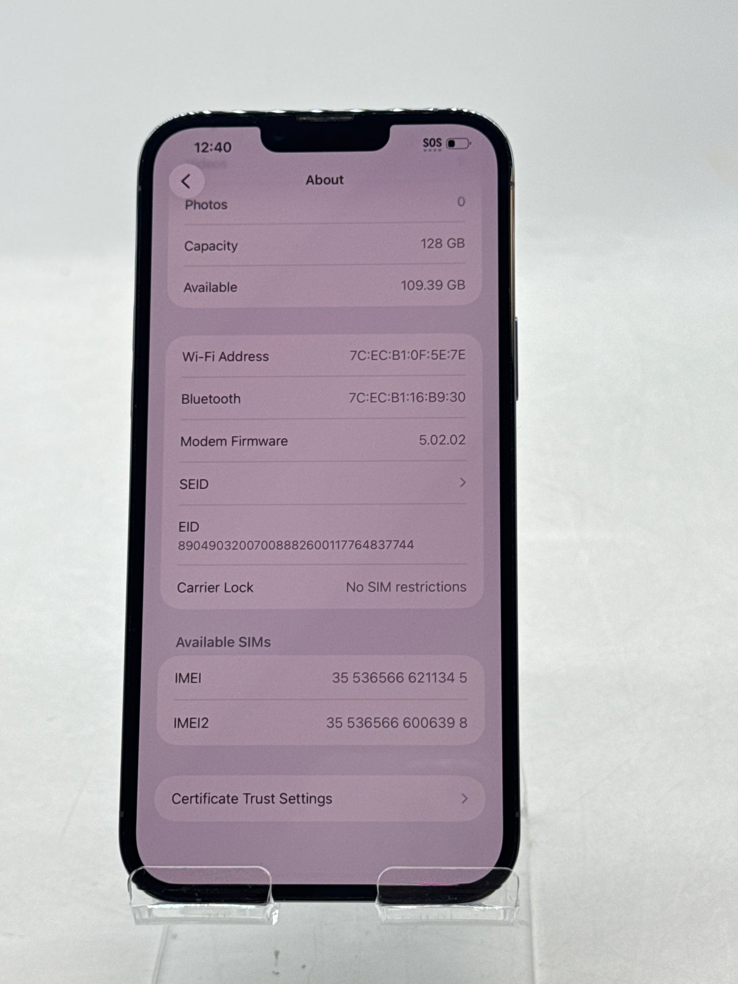 Unlocked Apple iPhone 13 Pro Max A2484 128GB Sierra Blue - 77% Service Battery