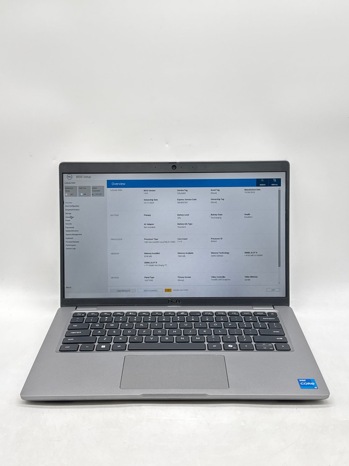 Dell Latitude 5450 14.0" Core i5-1335U 8GB RAM DDR5 RAM 256GB SSD Thin OS