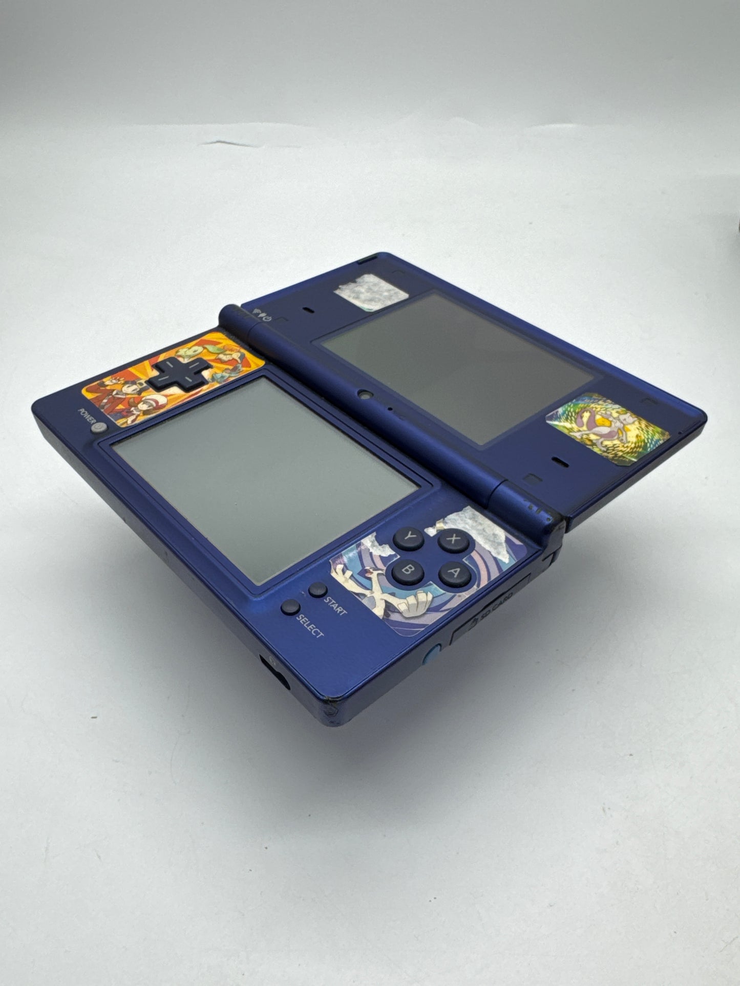 Nintendo DSi TWL-001(JPN) Metallic Blue Console #113 Stickers & Cracked Top Screen AS IS