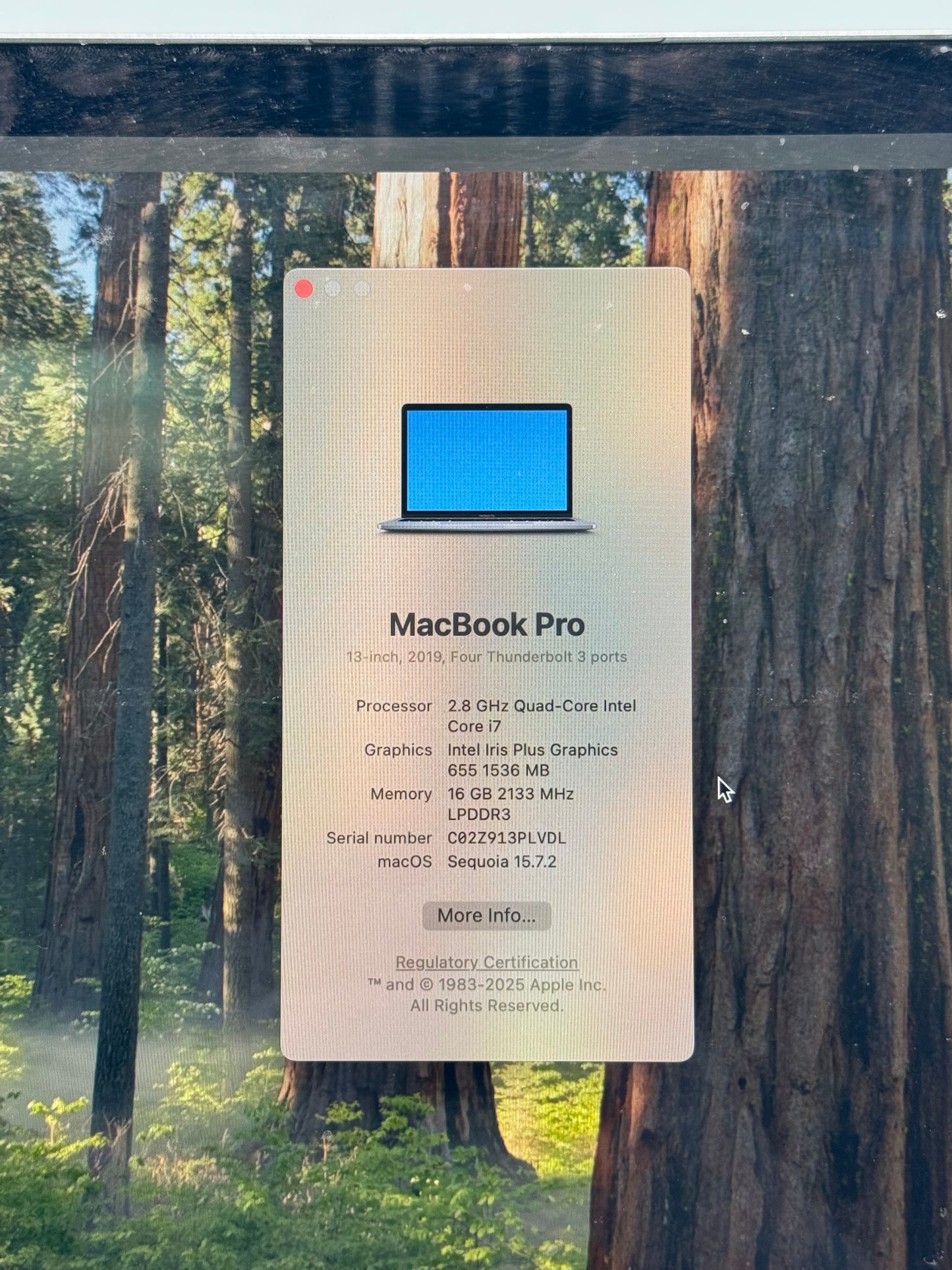 2019 Apple Macbook Pro 13" A1989 Core i7 2.8GHz 16GB RAM 1TB SSD Space Gray