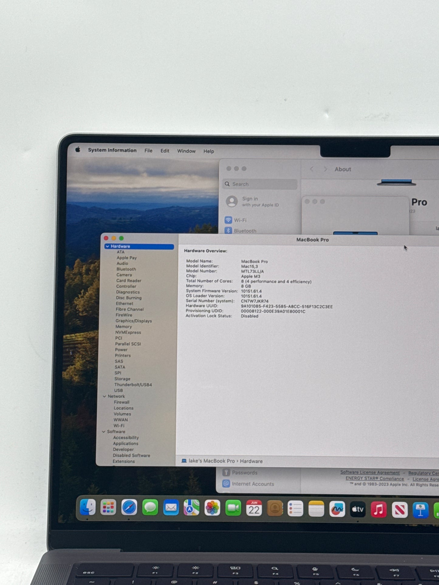 2023 Apple MacBook Pro 14.2" A2918 M3 8C-GPU 10C-CPU 512GB SSD 8GB RAM 3 Cycle