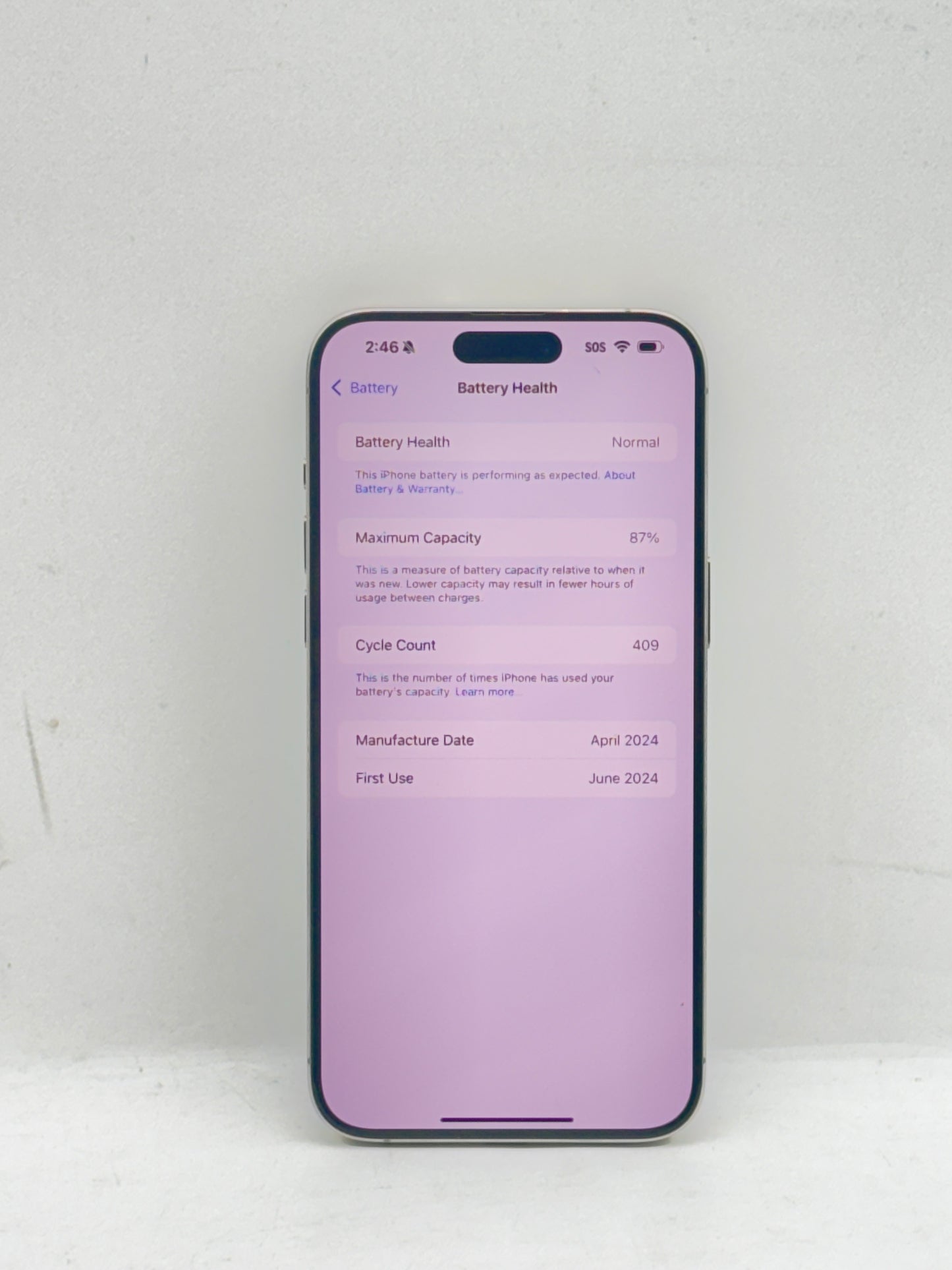 Unlocked Apple iPhone 15 Pro Max (A2849) 512GB - Natural - 87% BH