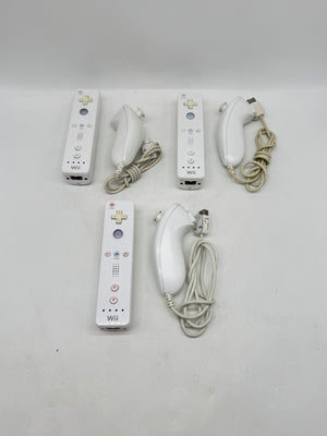 Nintendo Wii Remote Controller RVL-003 White w/ Nunchuck Untested - Lot of 6
