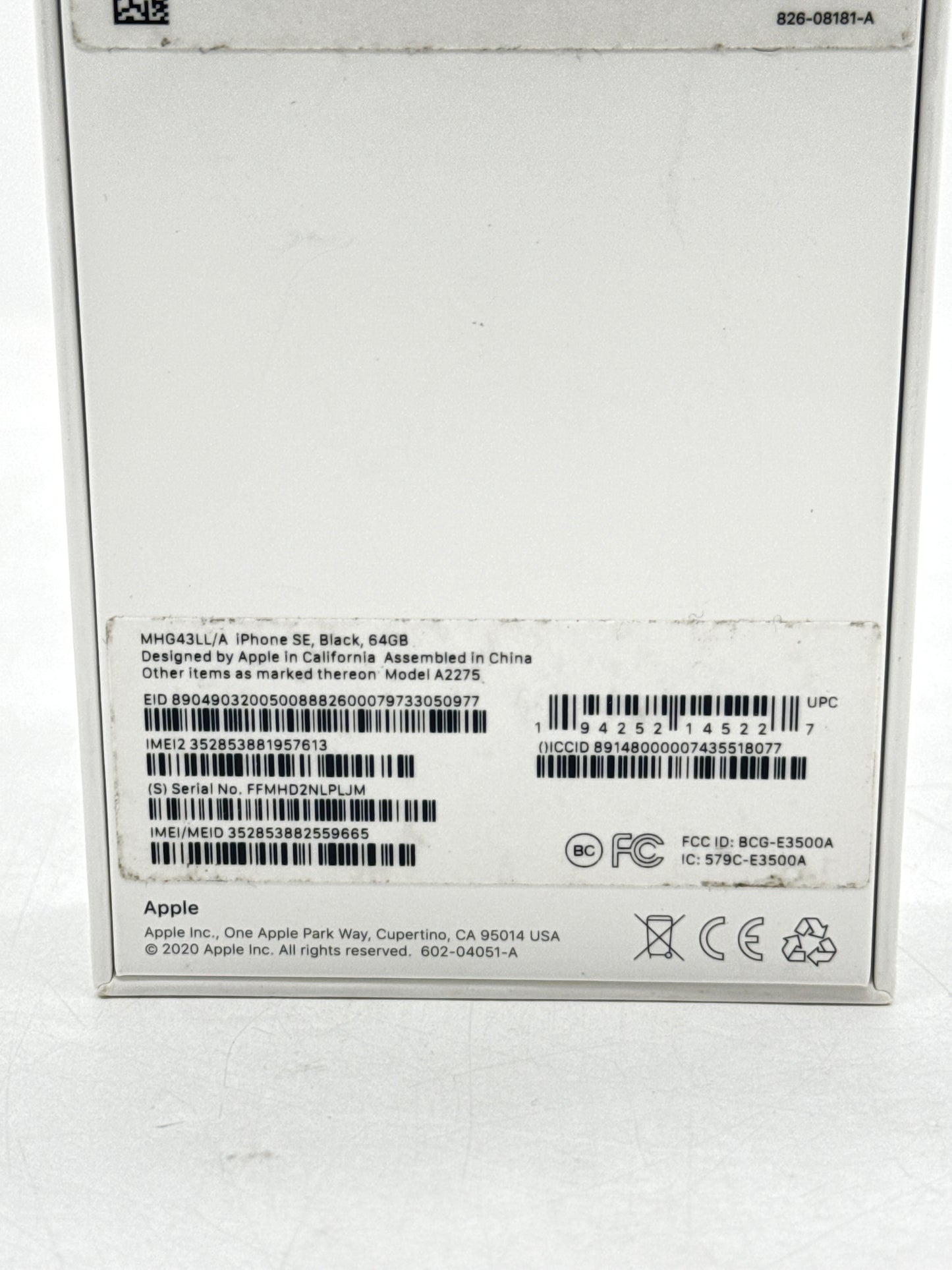 Open Box Unlocked Apple iPhone SE 2nd Gen A2275 64GB Black  - Remotely Managed