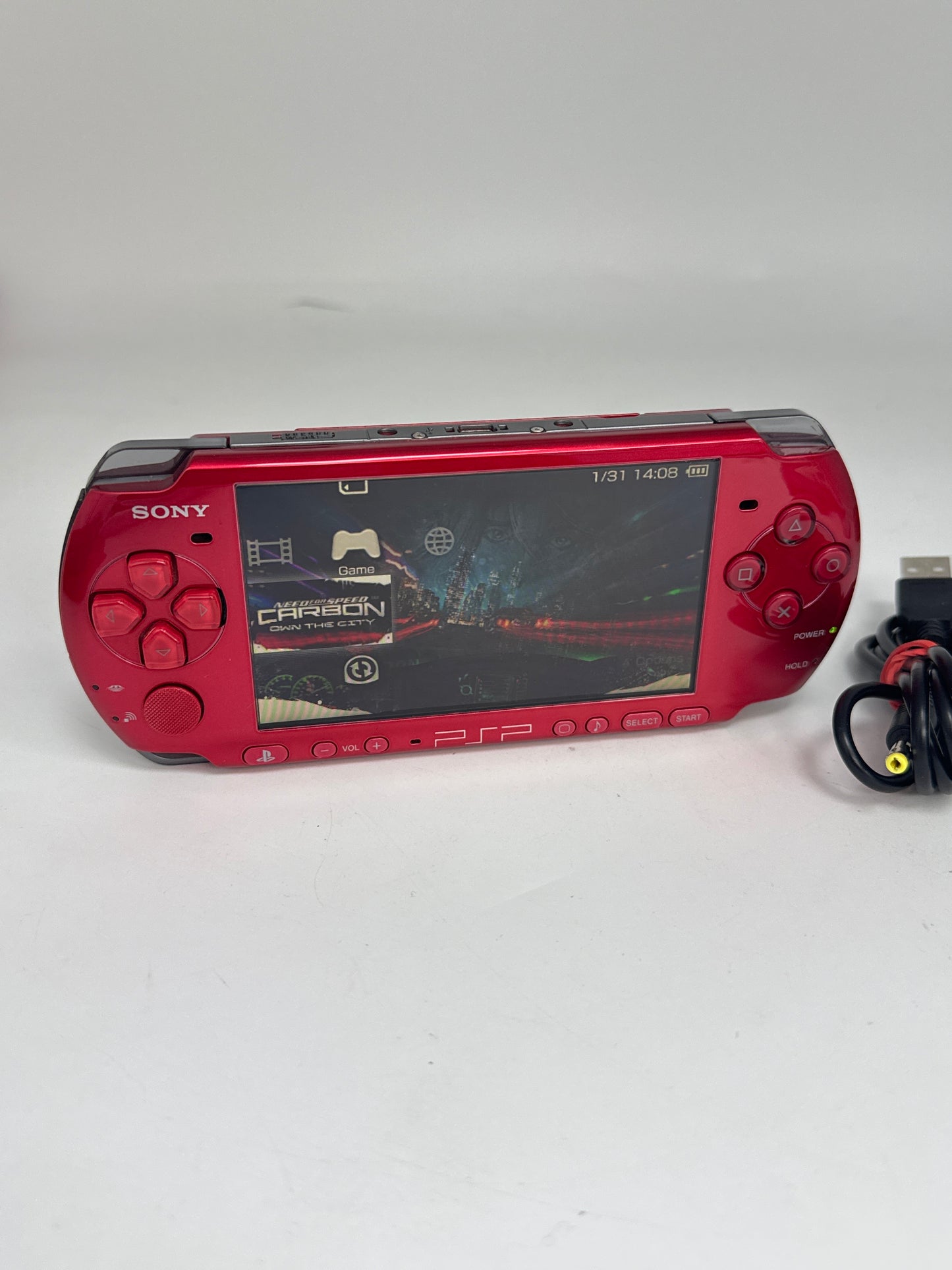 Sony PSP-3000 Red Console #58 w/ 2400mAh Battery & Charger