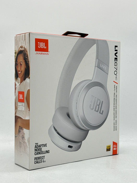 New JBL Live 670NC Noise-Cancelling On-Ear Wireless Headphones White