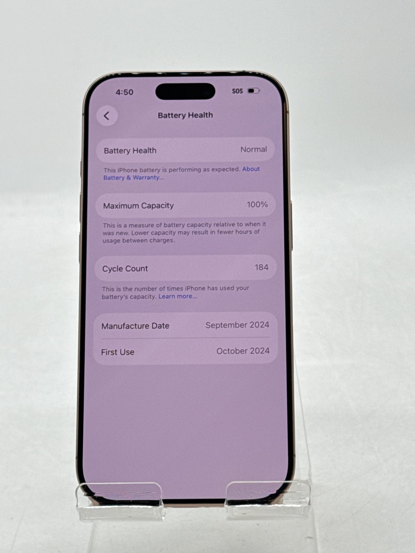 Unlocked Apple iPhone 16 Pro A3083 128GB Desert Titanium 100% Battery Health