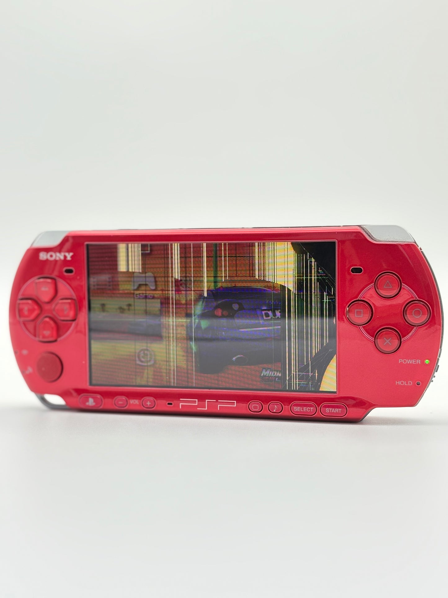 Sony PSP-3000 Red Console #202 w/1200 mAh Battery Bad Screen