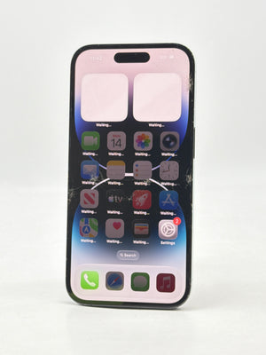 Unlocked Apple iPhone 14 Pro A2650 128GB Space Black 86% BH - Cracked Screen