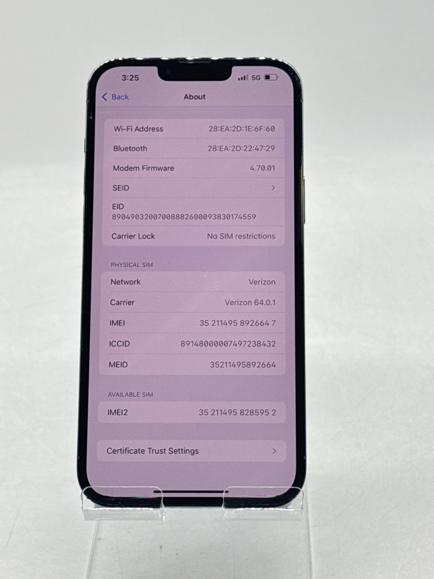 Unlocked Apple iPhone 13 Pro Max A2484 256GB Sierra Blue - Service Battery 77%