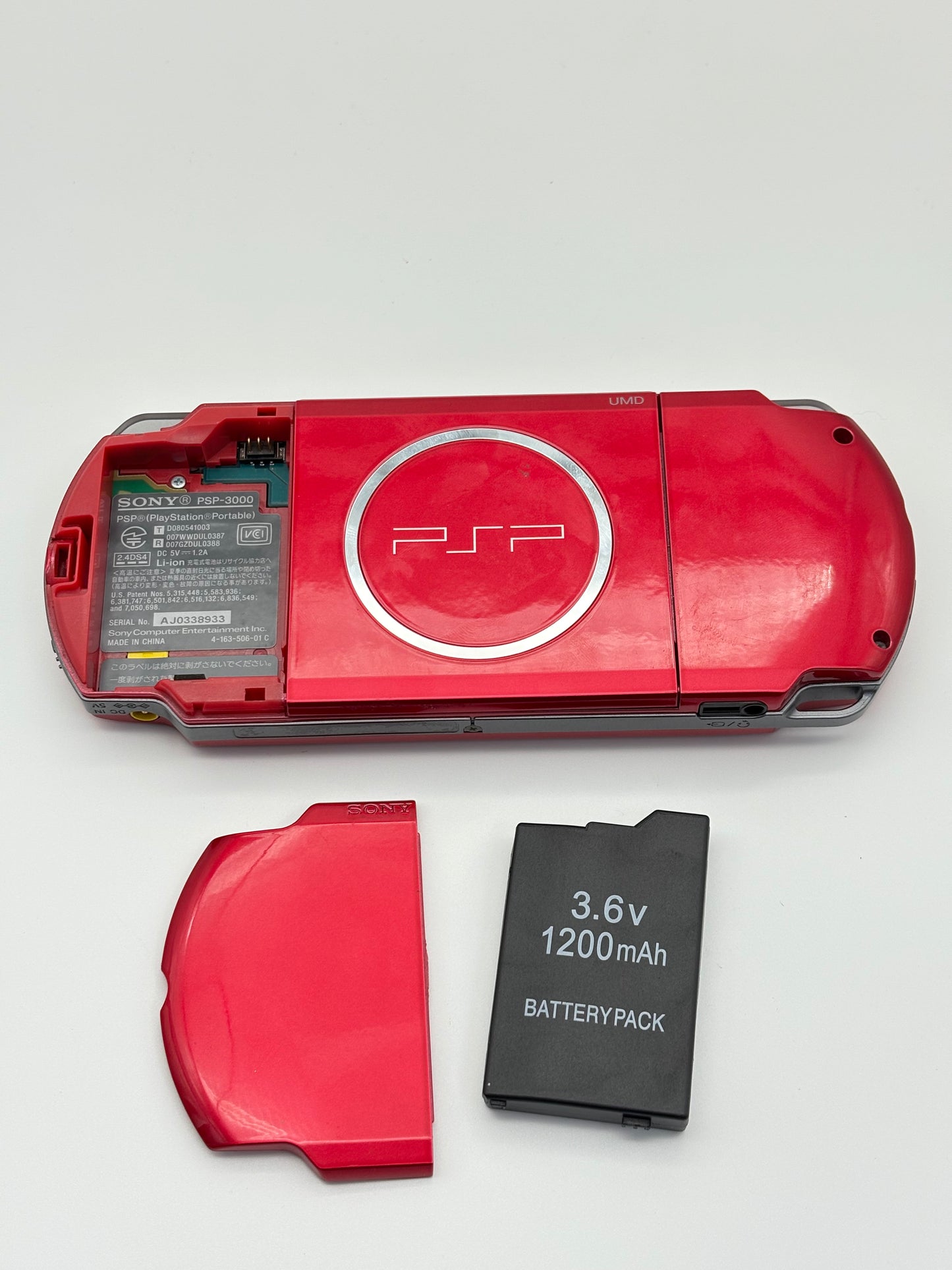 Sony PSP-3000 Red Console #202 w/1200 mAh Battery Bad Screen