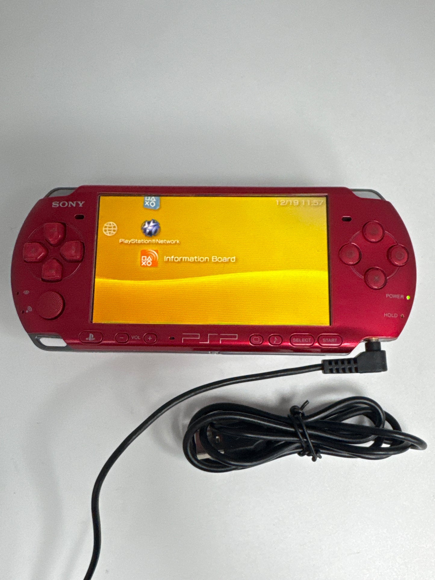 Sony PSP-3000 Radiant Red Console w/ Charger #72 No Battery No Lid AS IS