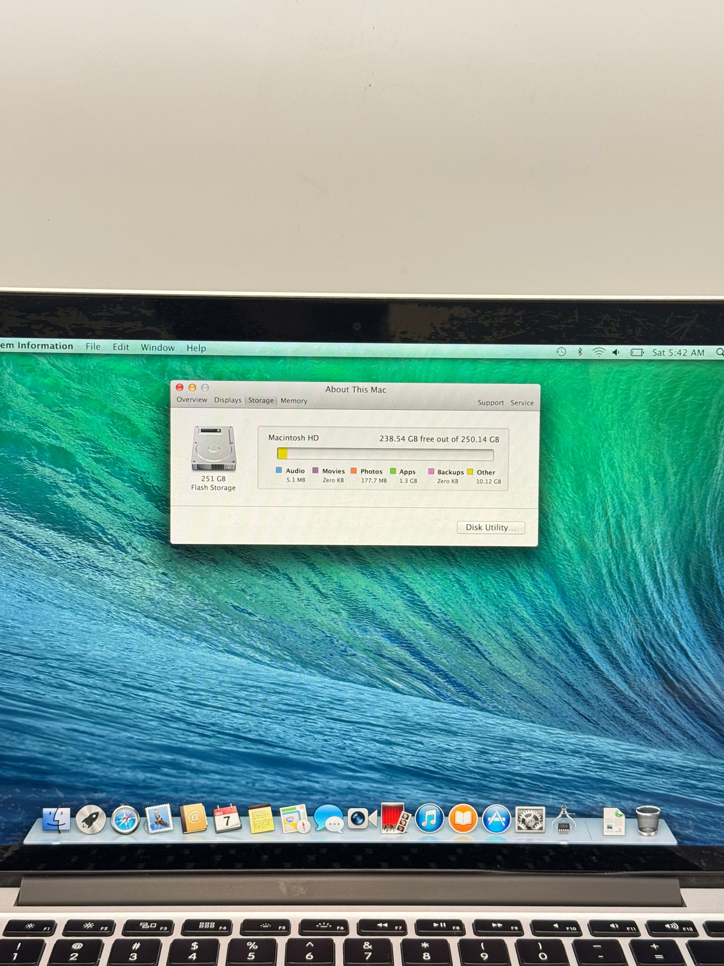 Apple MacBook Pro 13 Inch A1502 2014 Core i5 8GB 256GB Silver