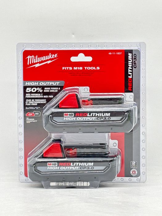 Milwaukee 48-11-1837 M18 REDLITHIUM HIGH OUTPUT CP3.0 Battery 2-Pack - New