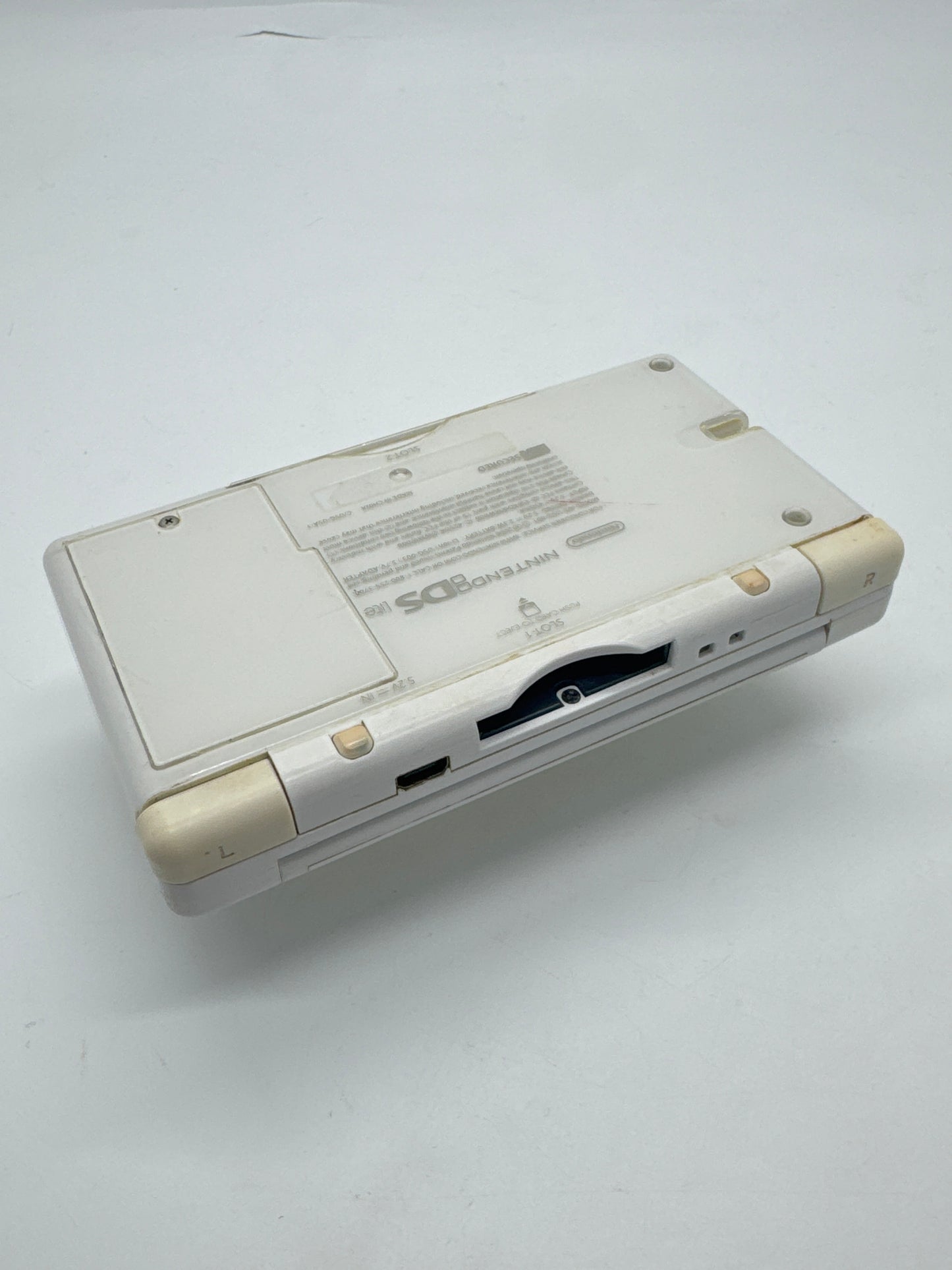 Nintendo DS Lite USG-001 Polar White Console #34 Yellow Patches on Top Screen