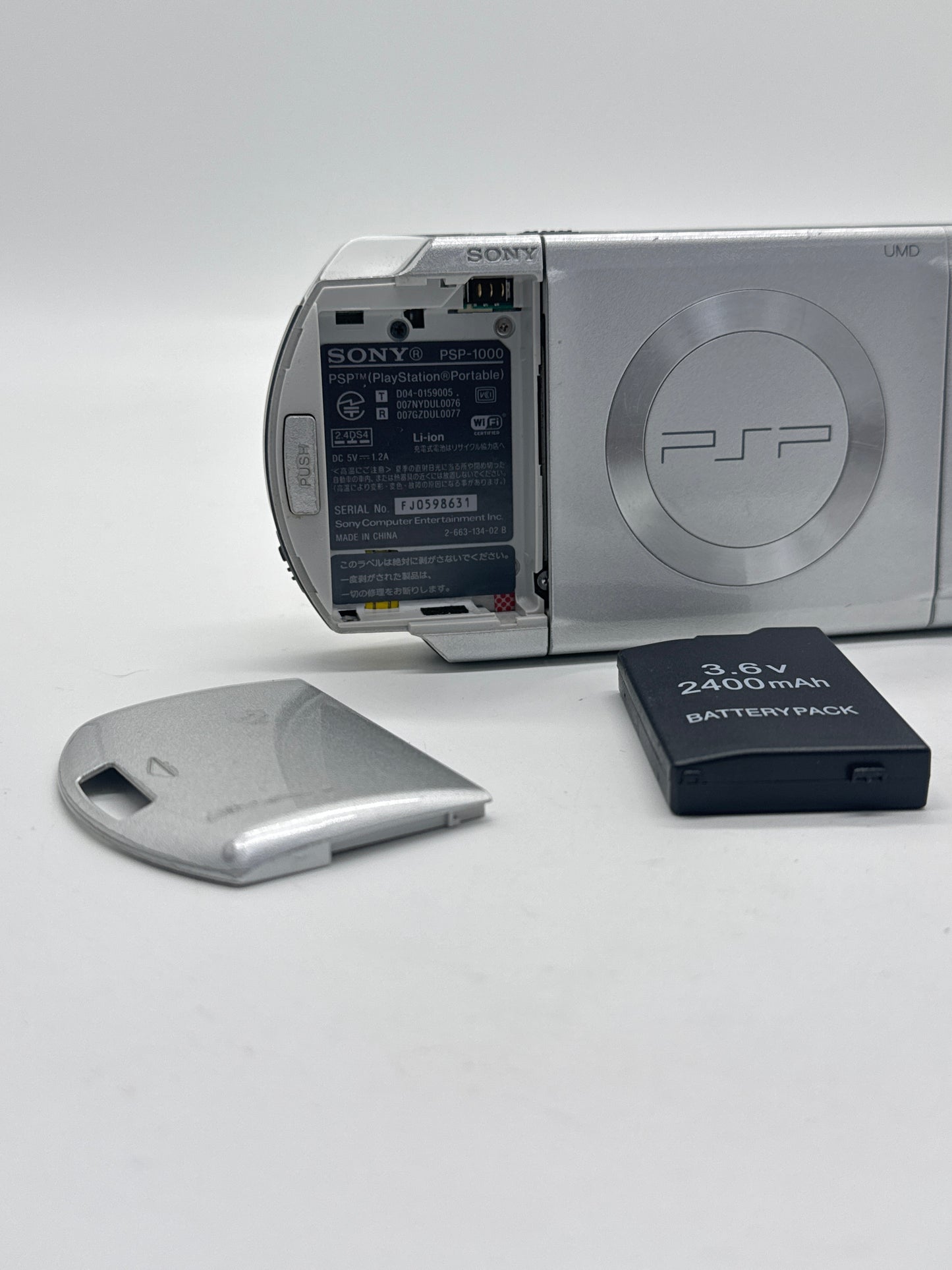 Sony PlayStation Portable PSP-1000 Mystic Silver Console w/ 2400mAh Battery #91