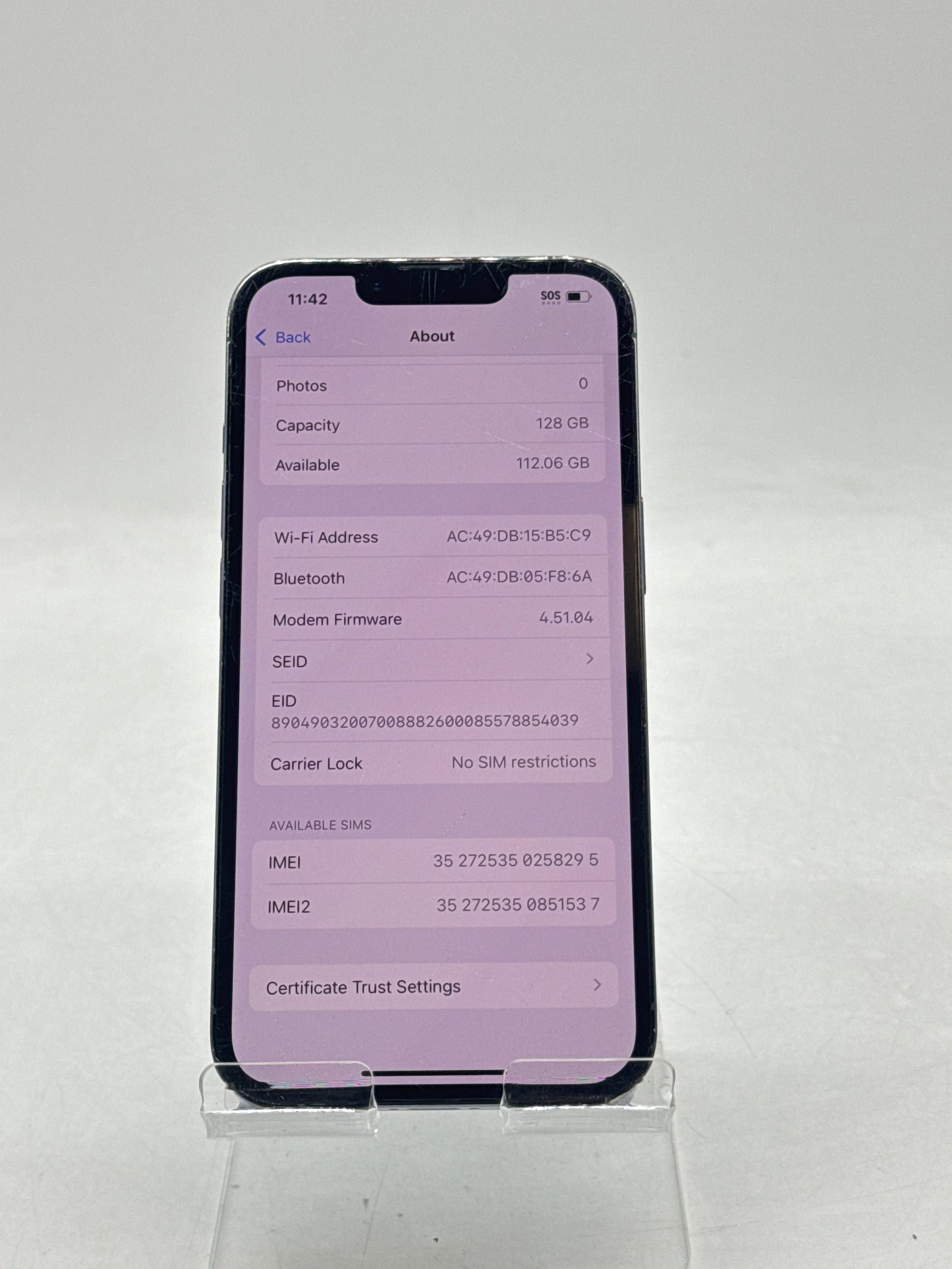 Unlocked Apple iPhone 13 Pro A2483 128GB Sierra Blue - Service Battery 77%