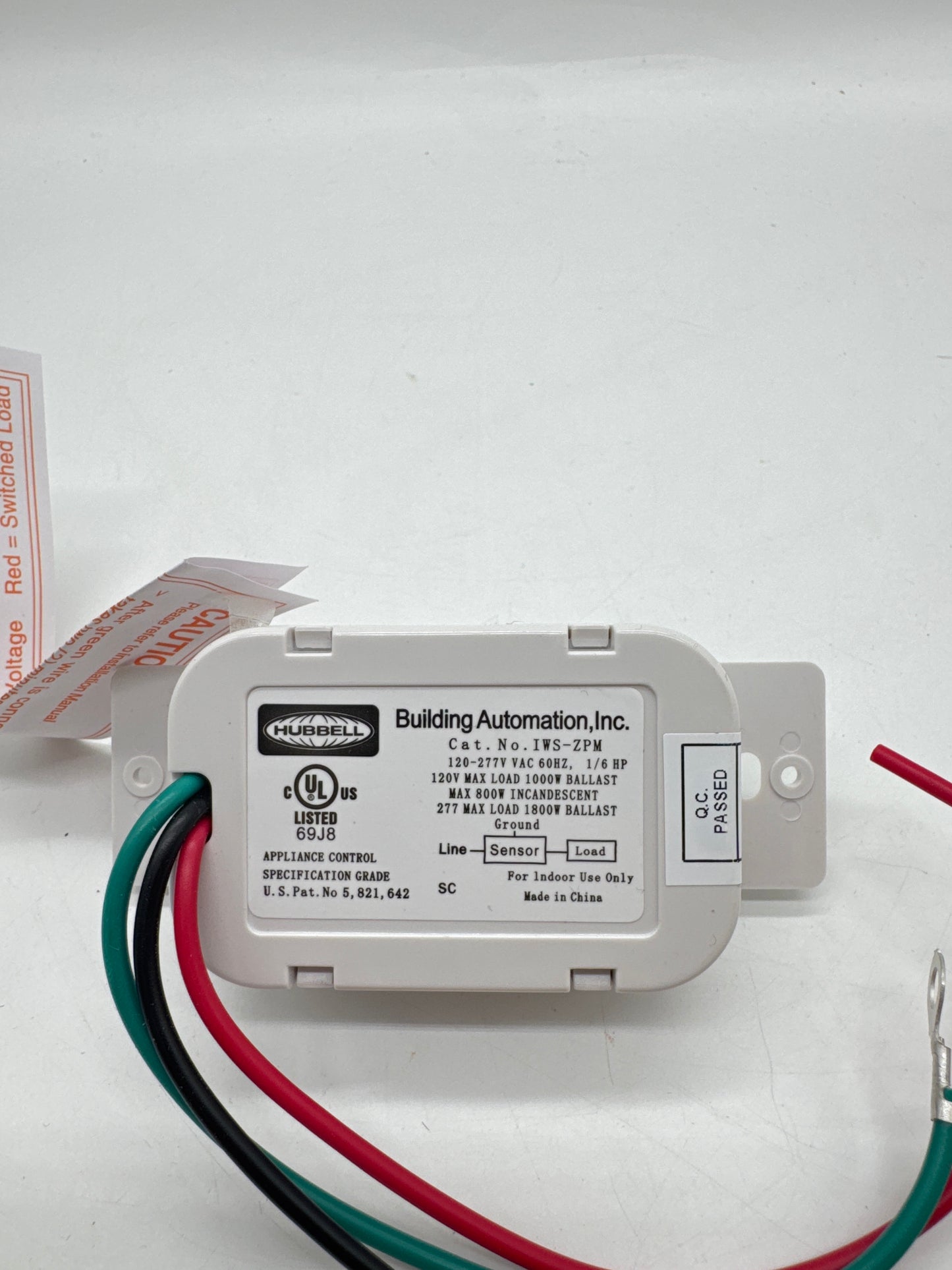 Hubbell IWS-ZPM-W Manual-On PIR Wall Switch Vacancy Sensor 120/277V