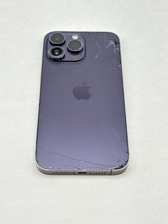 Unlocked Apple iPhone 14 Pro Max A2651 128GB Deep Purple - Cracked Read!