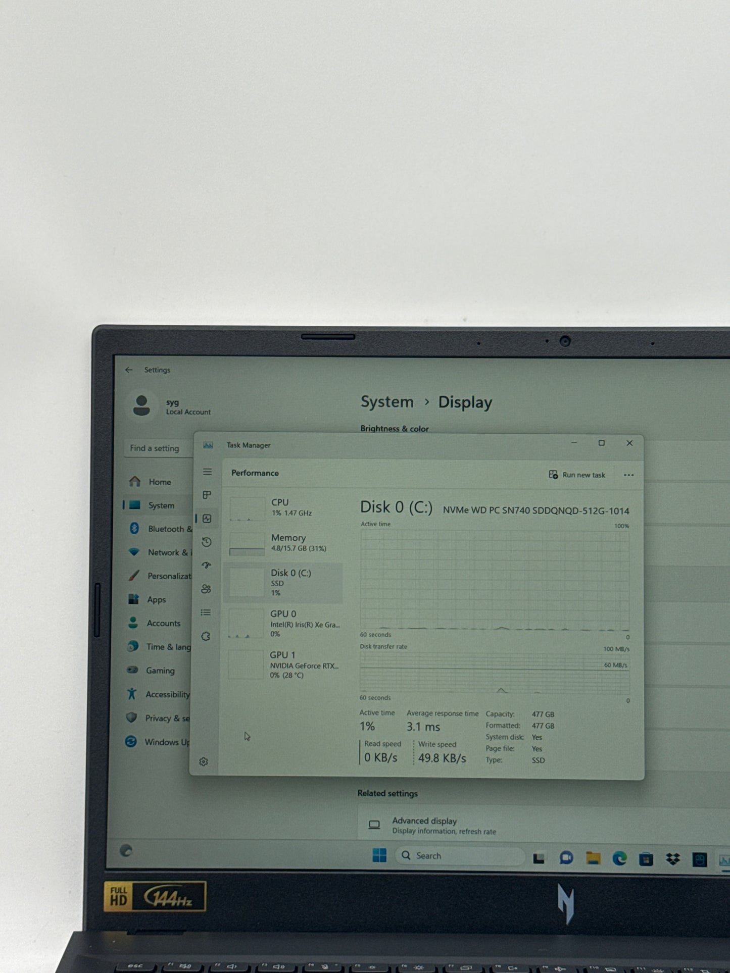 Acer Nitro V 15 15.6" 144hz Core i9-13900H 16GB RAM 512GB SSD RTX 4060 8GB