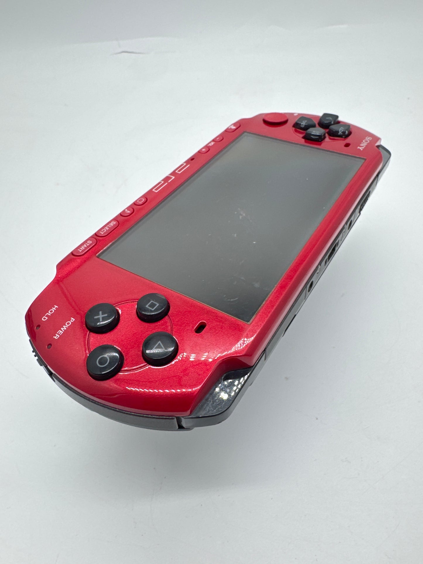 Sony PSP-3000 Red Black Console #258 No Battery or Lid No Charger AS IS