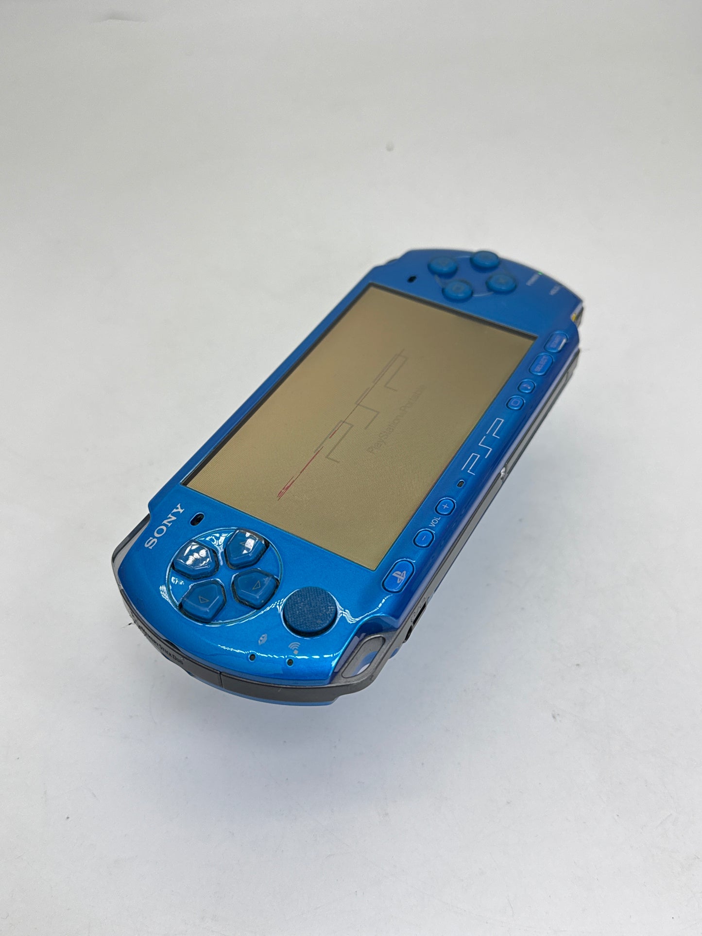 Sony PlayStation PSP-3000 Blue Console #376 w/2400mAh Battery - Line on Display AS IS