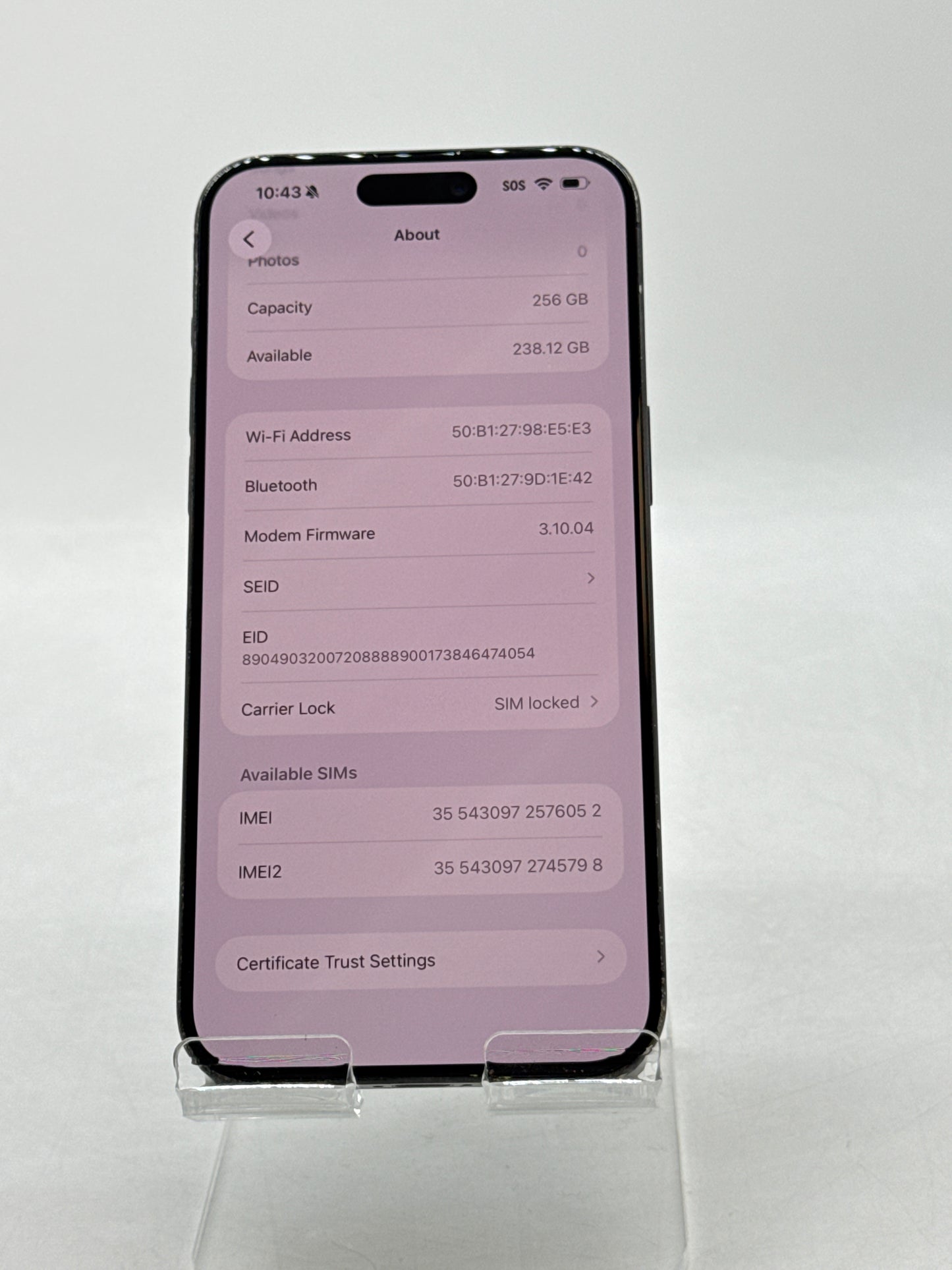 T-Mobile Apple iPhone 15 Pro Max A2849 256GB Black Titanium 81% Battery Health