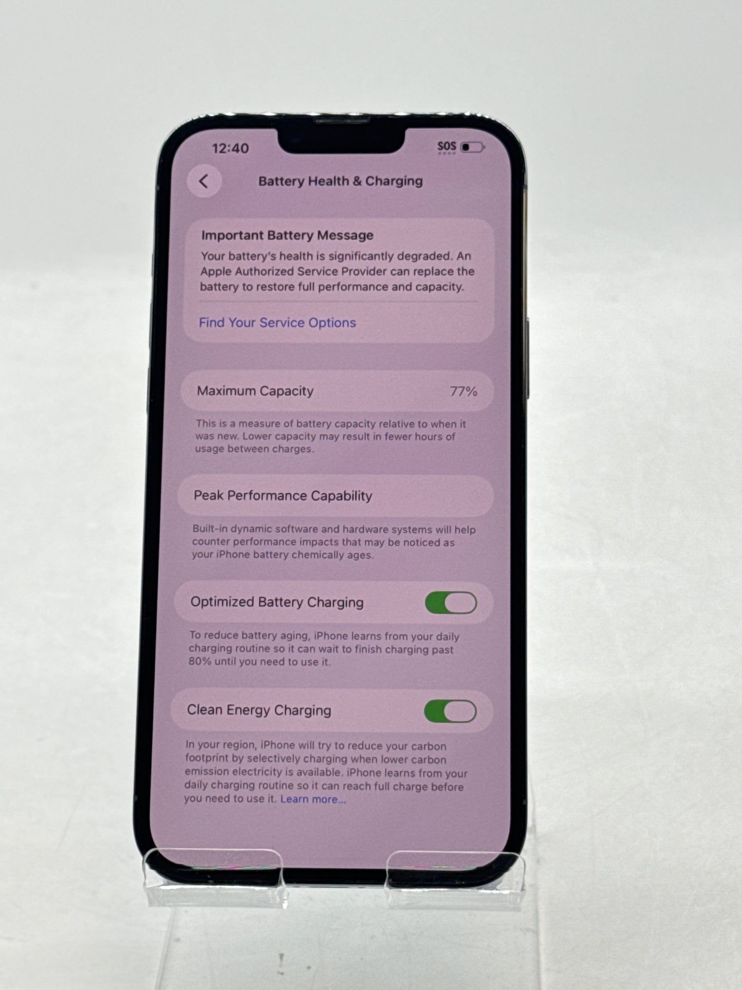 Unlocked Apple iPhone 13 Pro Max A2484 128GB Sierra Blue - 77% Service Battery