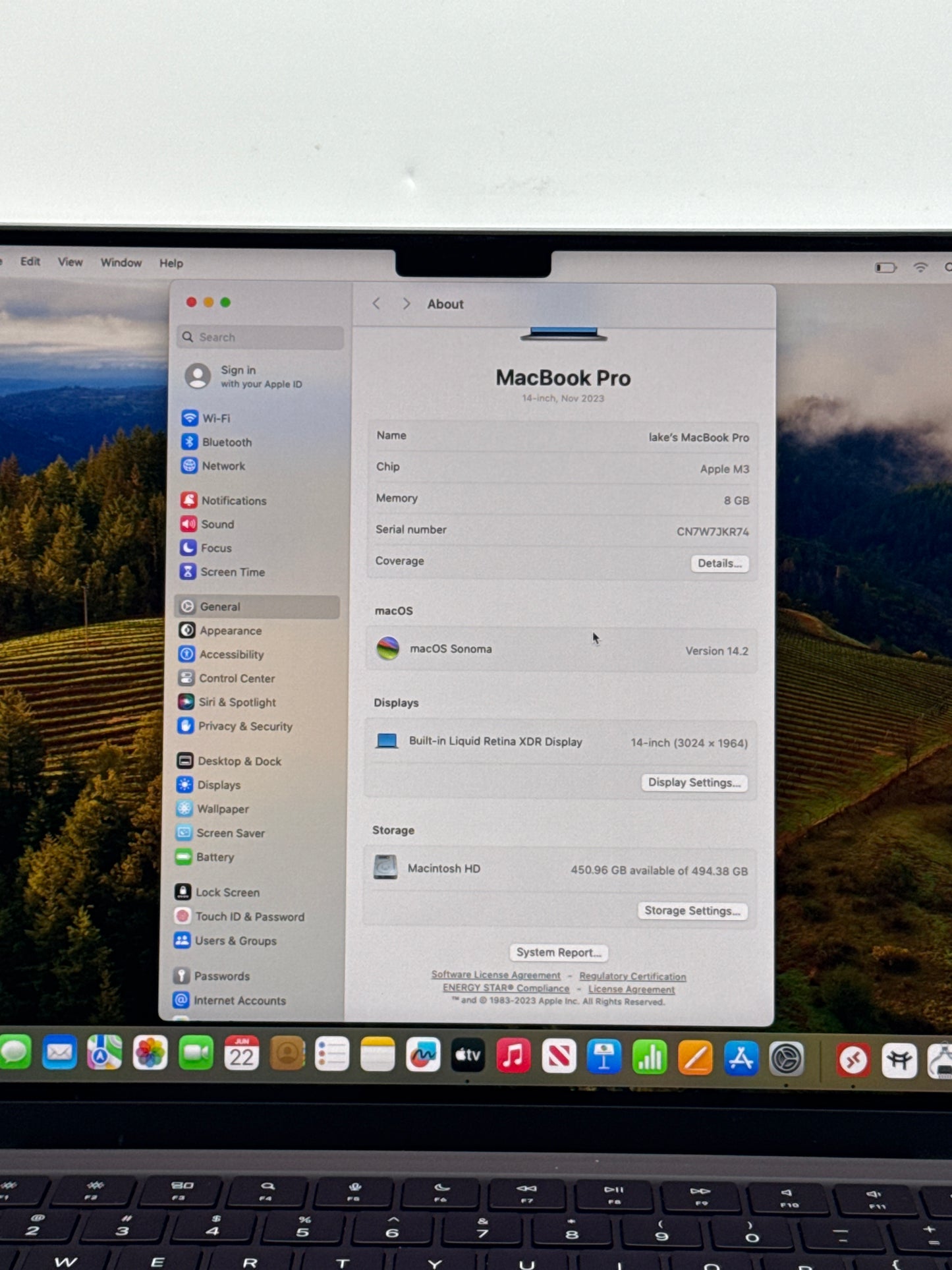 2023 Apple MacBook Pro 14.2" A2918 M3 8C-GPU 10C-CPU 512GB SSD 8GB RAM 3 Cycle