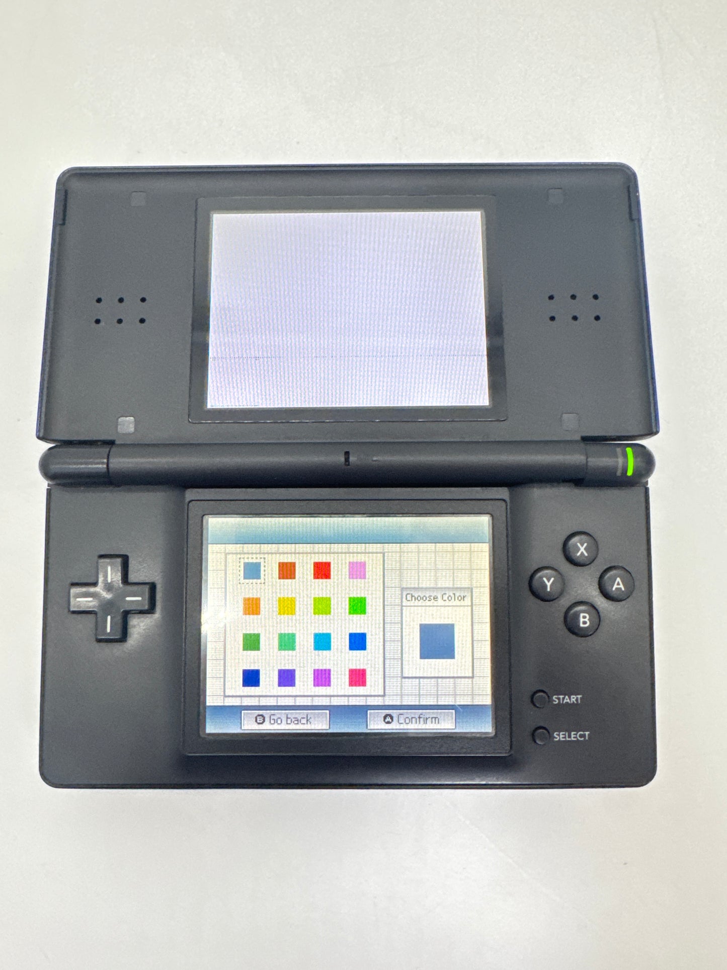 Nintendo DS Lite USG-001 Blue Black Console #60 Loose Hinge Bad Top Screen AS IS