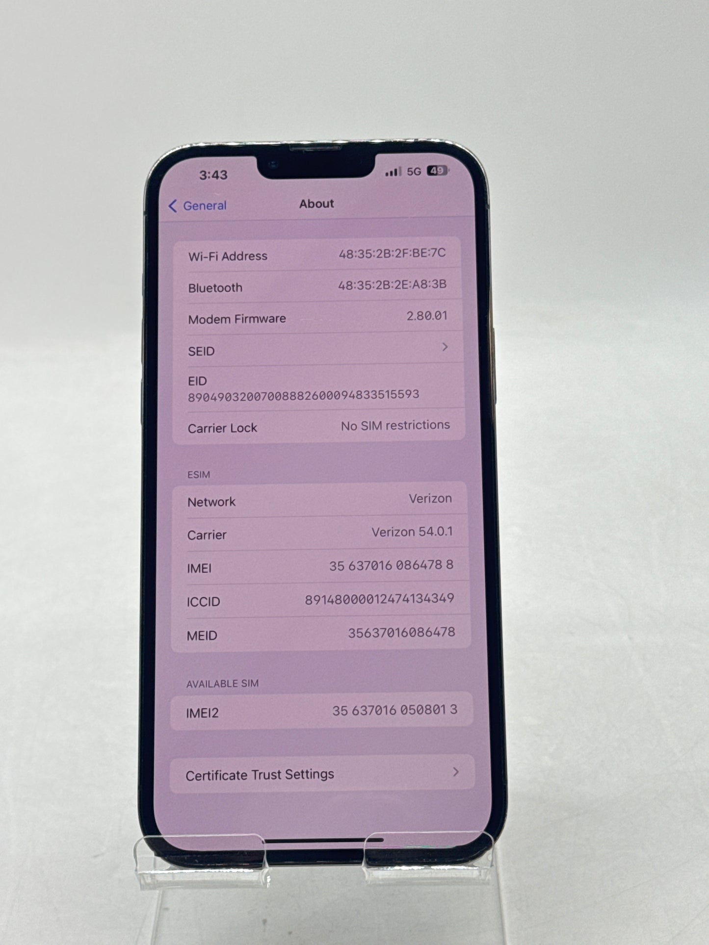 Unlocked Apple iPhone 13 Pro Max A2484 128GB Graphite - Cracked Lens