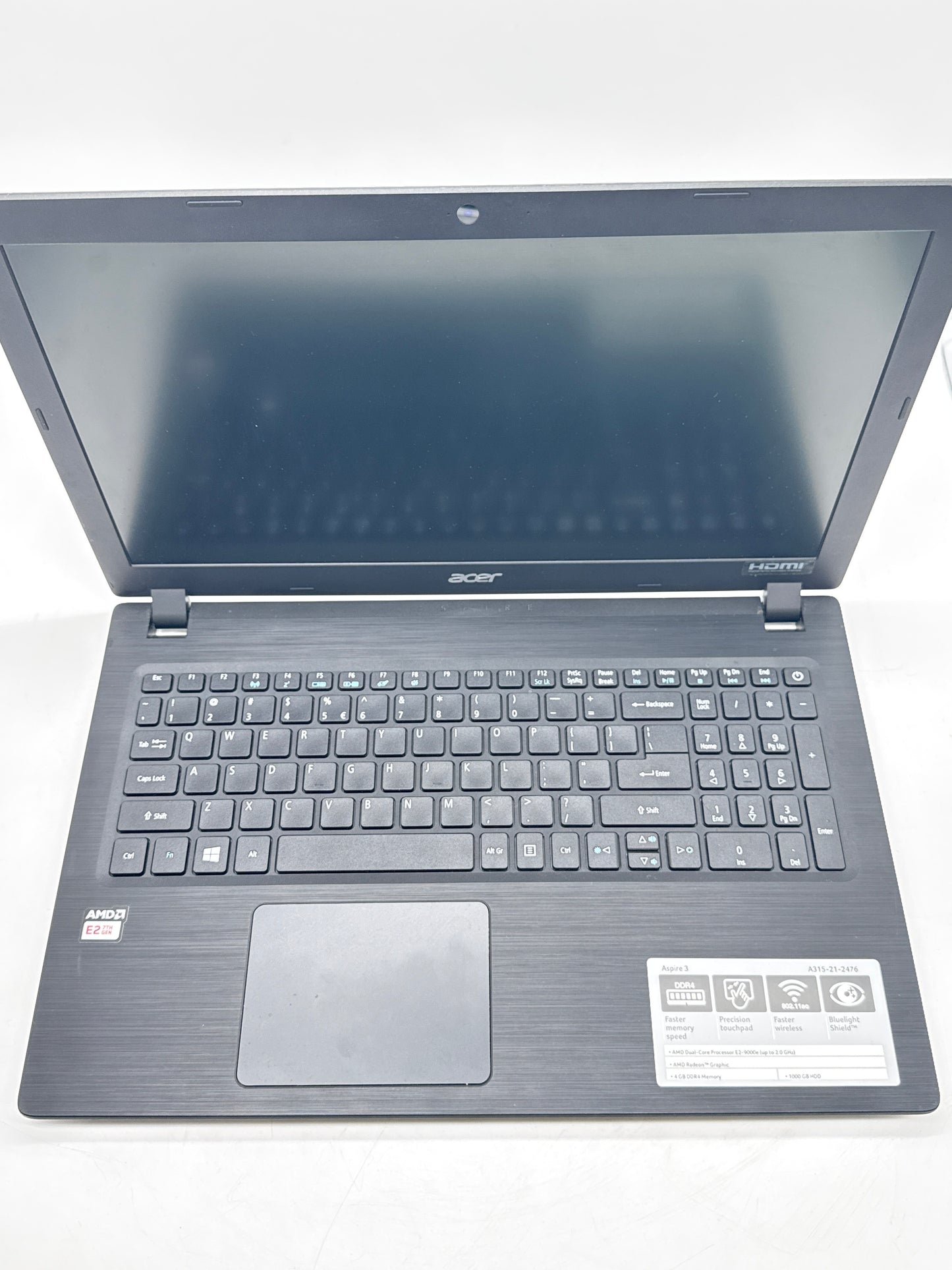 Acer Aspire 3 15.6" A315-21 AMD E2-9000e@1.5GHz 4GB RAM 1TB HDD Laptop