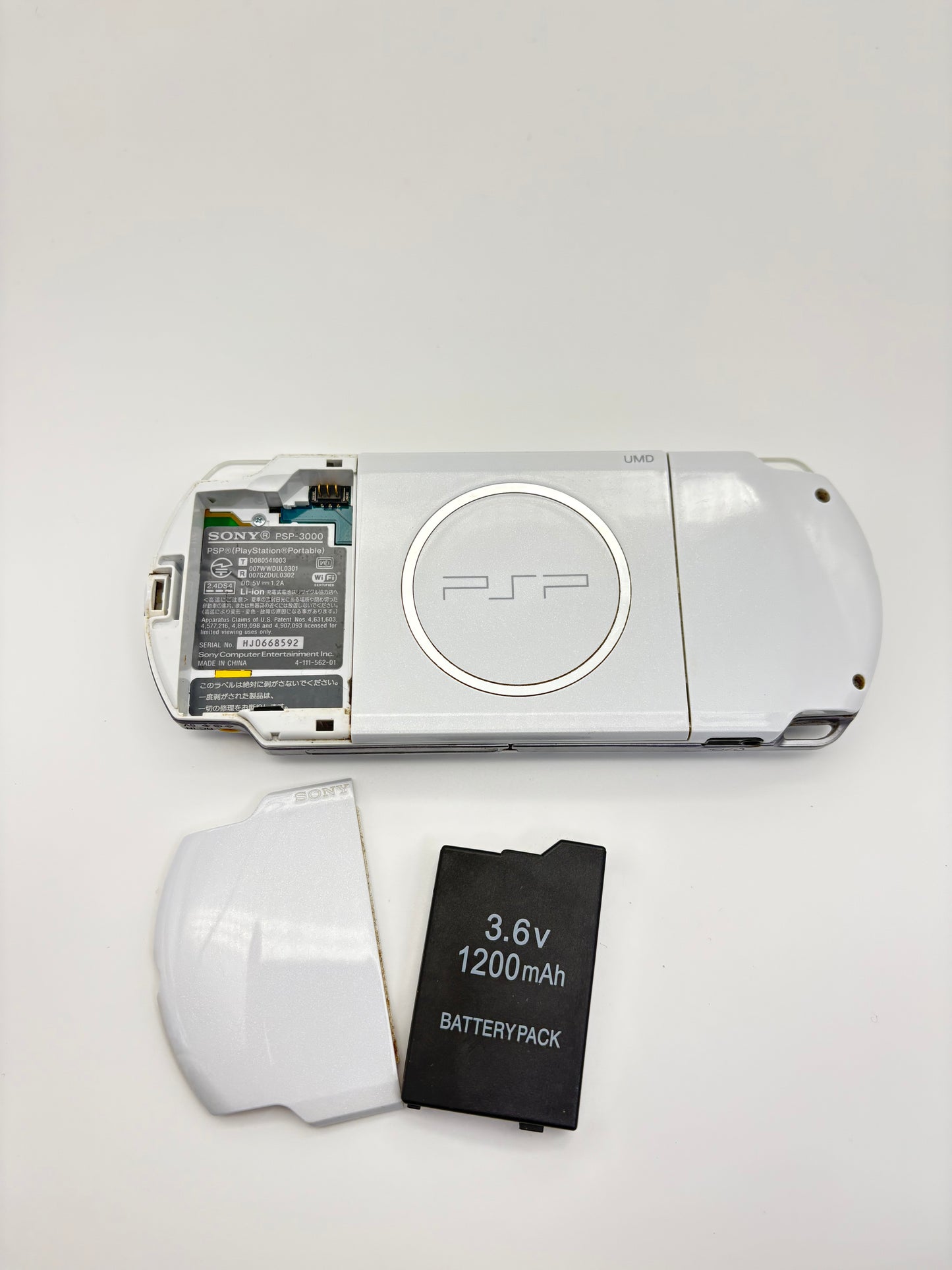 Sony PSP-3000 Crystal White Console #204 w/1200 mAh Battery