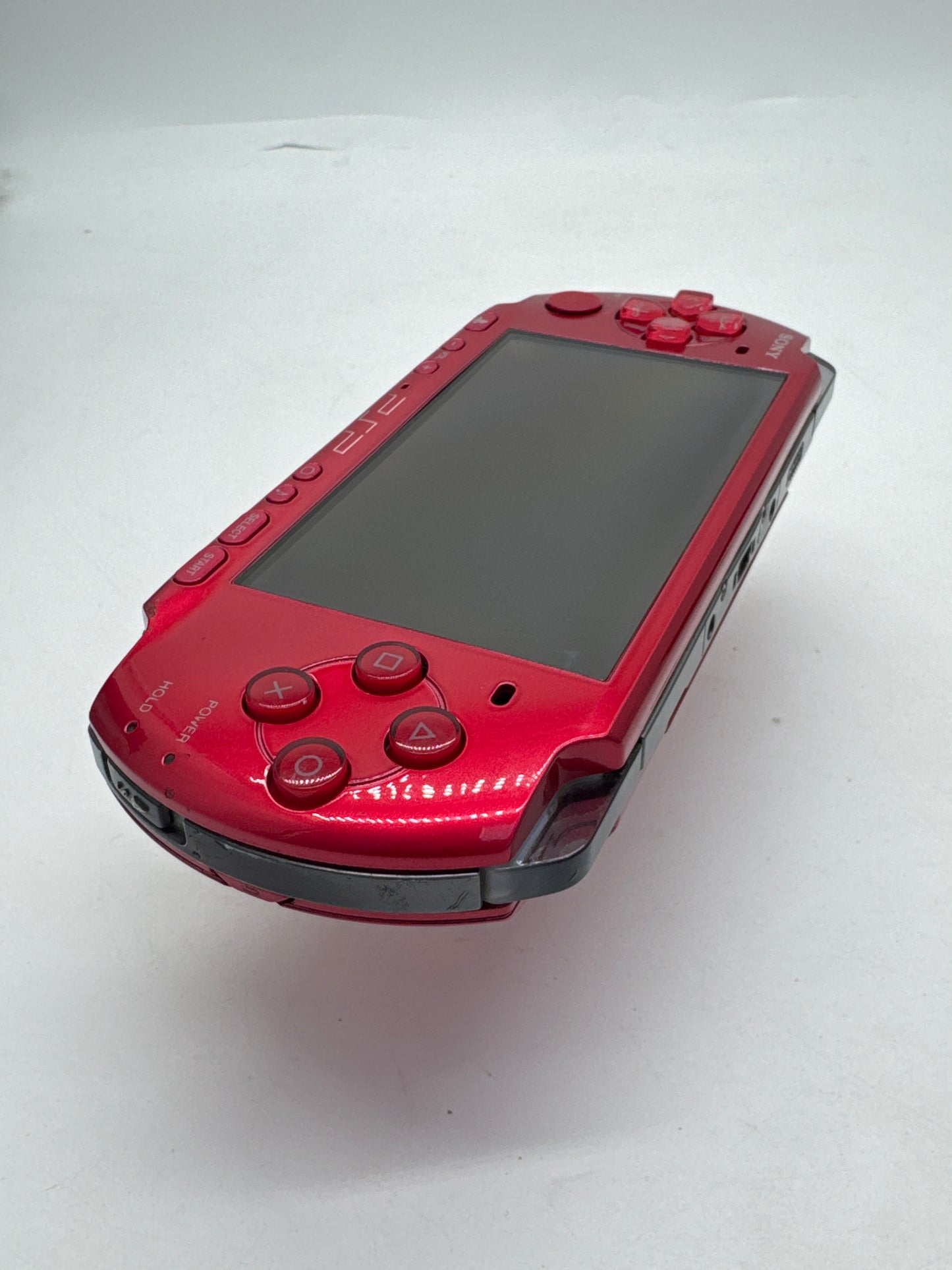 Sony PlayStation Portable PSP-3000 Red Console Only #335 Bad UMD No Battery AS IS